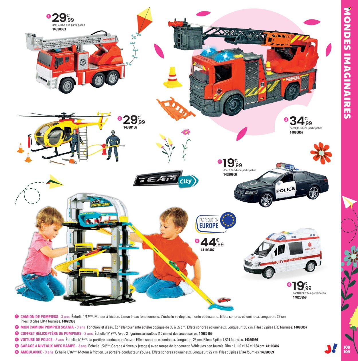 thumbnail - Catalogue JouéClub - 25/03/2024 - 30/06/2024 - Produits soldés - camion, camion de pompiers, coffret, hélicoptère, figurine. Page 109.