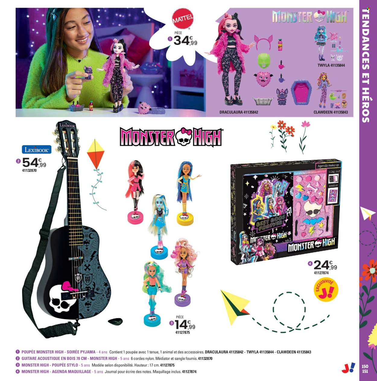 thumbnail - Catalogue JouéClub - 25/03/2024 - 30/06/2024 - Produits soldés - guitare, poupée, Monster High, jouet. Page 151.