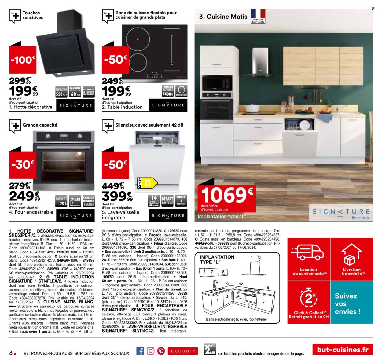thumbnail - Catalogue BUT - 16/04/2024 - 20/05/2024 - Produits soldés - lave vaisselle, hotte, four, plaque induction, caisson. Page 3.