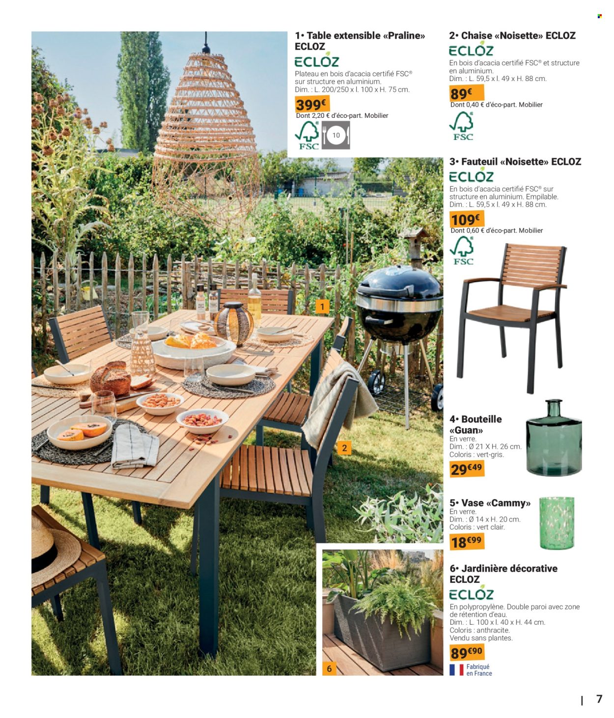 thumbnail - Catalogue Gamm vert - 20/03/2024 - 02/06/2024 - Produits soldés - table, table extensible, fauteuil, chaise, jardinière. Page 7.