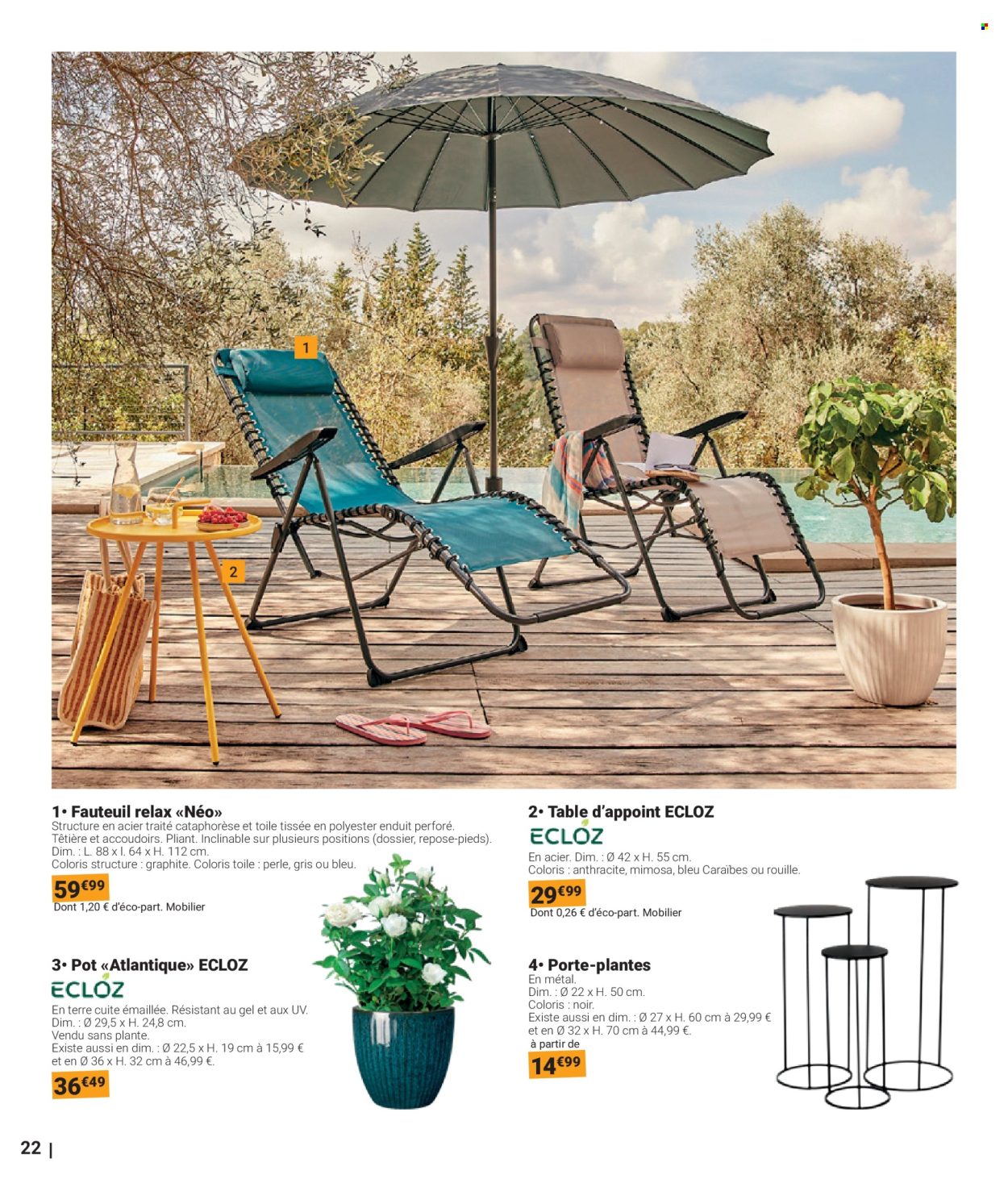thumbnail - Catalogue Gamm vert - 20/03/2024 - 02/06/2024 - Produits soldés - table, fauteuil. Page 22.