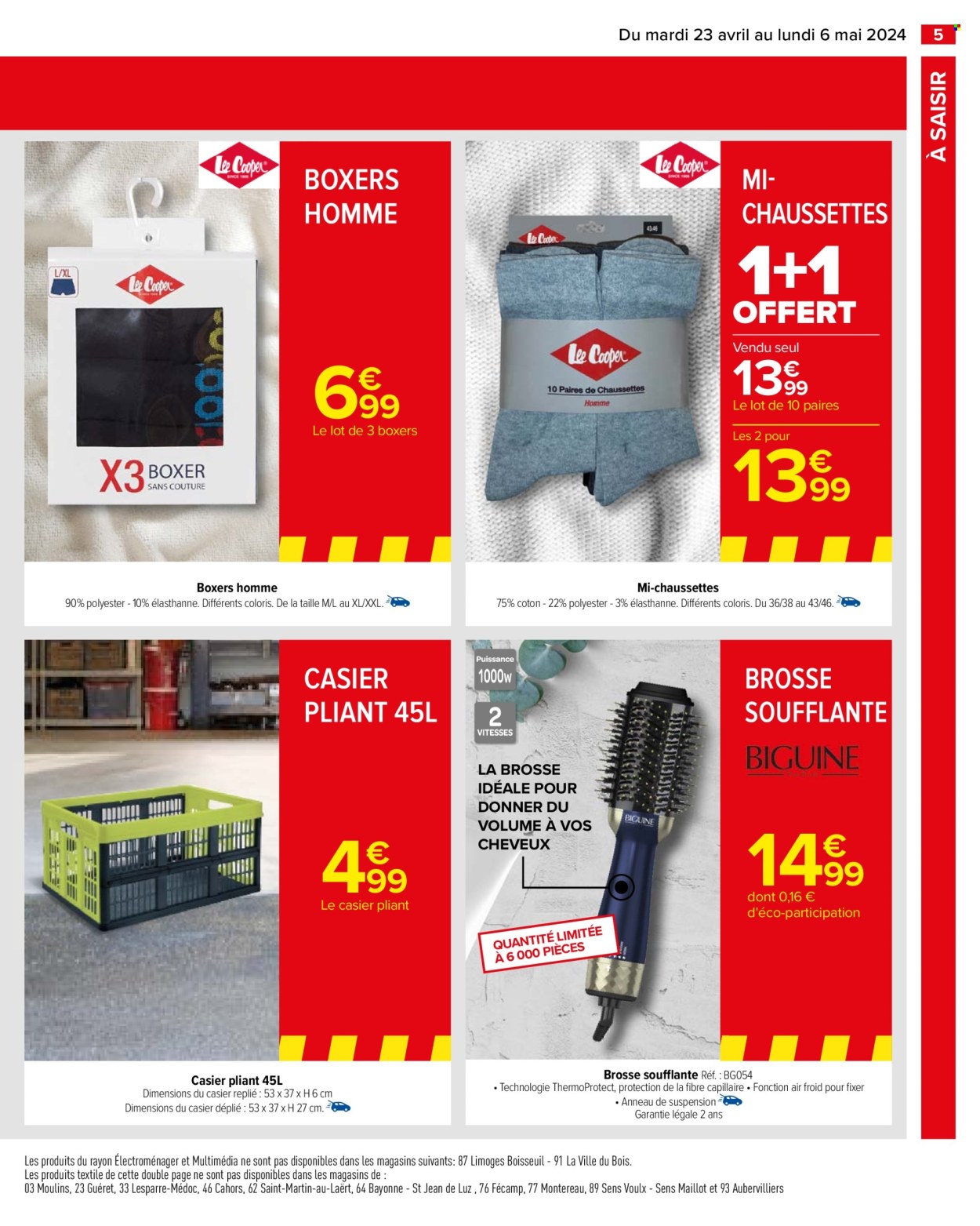 thumbnail - Catalogue Carrefour Hypermarchés - 23/04/2024 - 06/05/2024 - Produits soldés - boxers, chaussettes, brosse soufflante. Page 7.