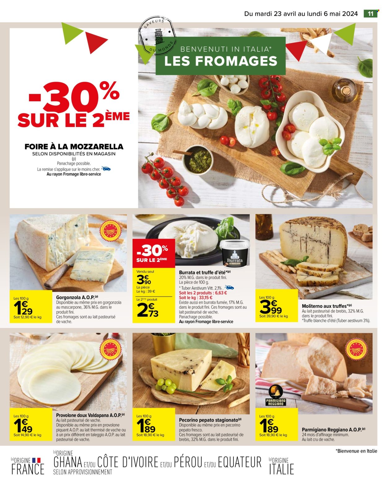 thumbnail - Catalogue Carrefour Hypermarchés - 23/04/2024 - 06/05/2024 - Produits soldés - fromage, gorgonzola, burrata, truffes, parmesan. Page 13.