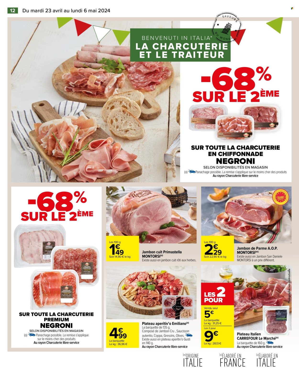 thumbnail - Catalogue Carrefour Hypermarchés - 23/04/2024 - 06/05/2024 - Produits soldés - charcuterie, jambon, jambon de parme. Page 14.