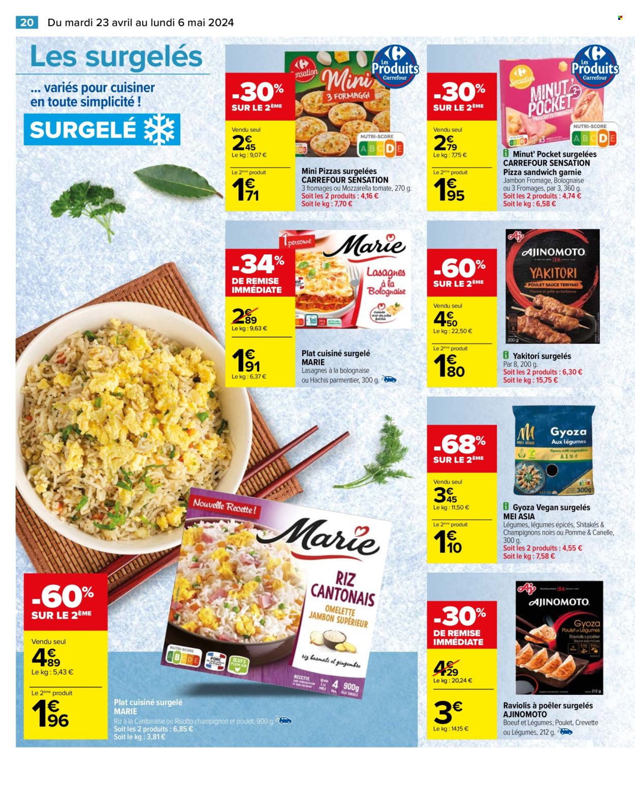 thumbnail - Catalogue Carrefour Hypermarchés - 23/04/2024 - 06/05/2024 - Produits soldés - pizza, plat cuisiné, gyoza, ravioli. Page 22.