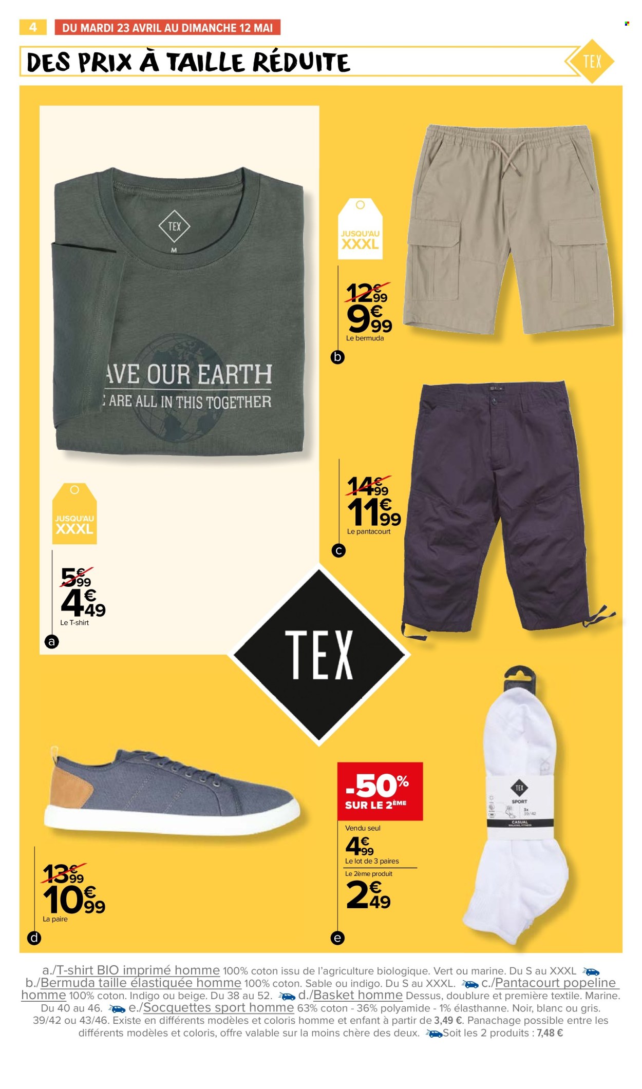 thumbnail - Catalogue Carrefour Market - 23/04/2024 - 07/07/2024 - Produits soldés - t-shirt, pantacourt, basket, chaussettes. Page 6.
