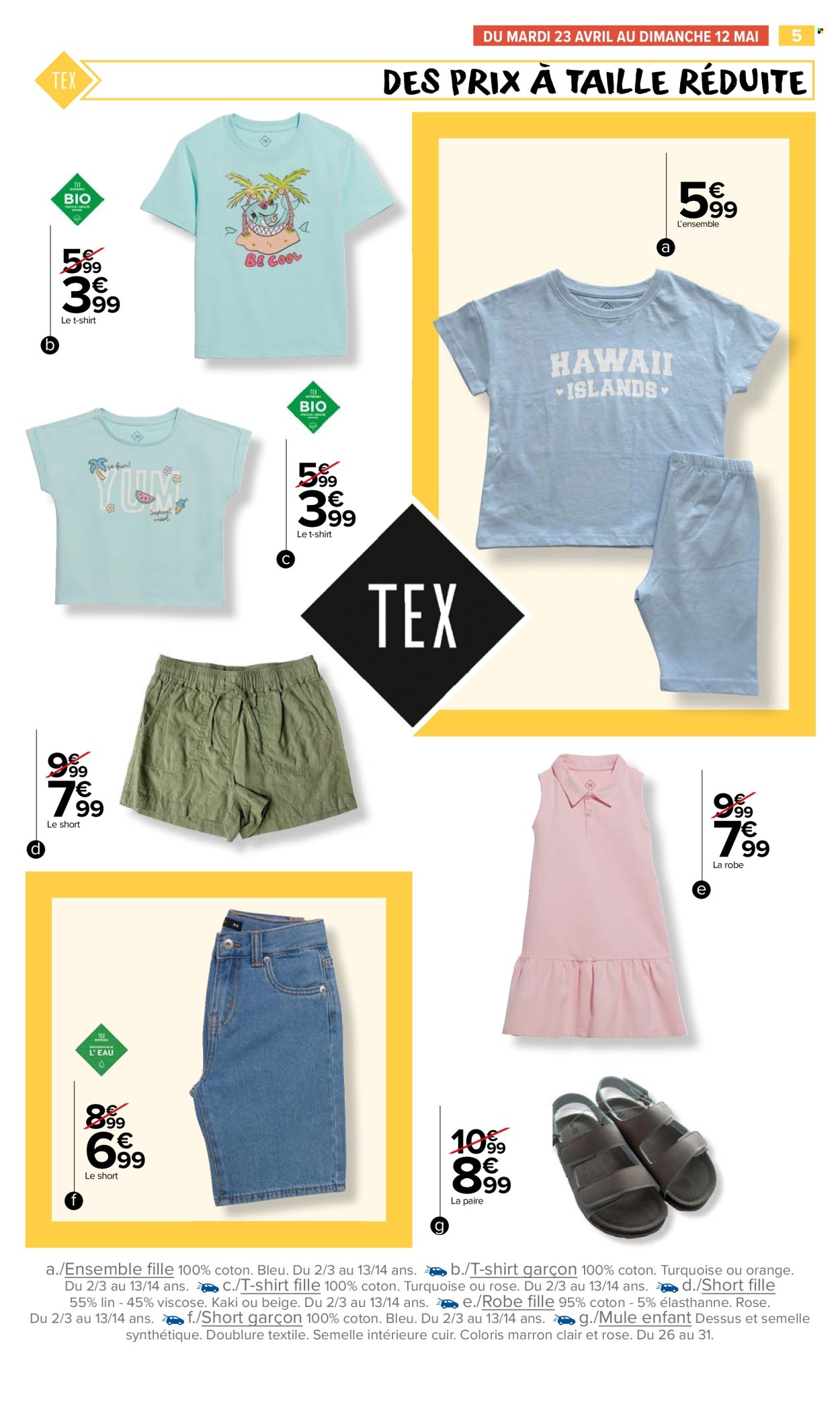 thumbnail - Catalogue Carrefour Market - 23/04/2024 - 07/07/2024 - Produits soldés - t-shirt, shorts, robe, chausson. Page 7.