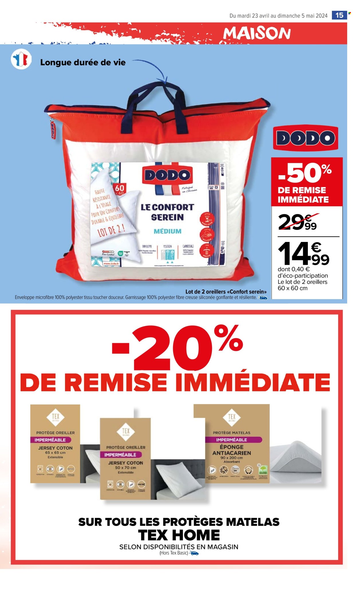 thumbnail - Catalogue Carrefour Market - 23/04/2024 - 05/05/2024 - Produits soldés - Dodo, oreiller. Page 17.