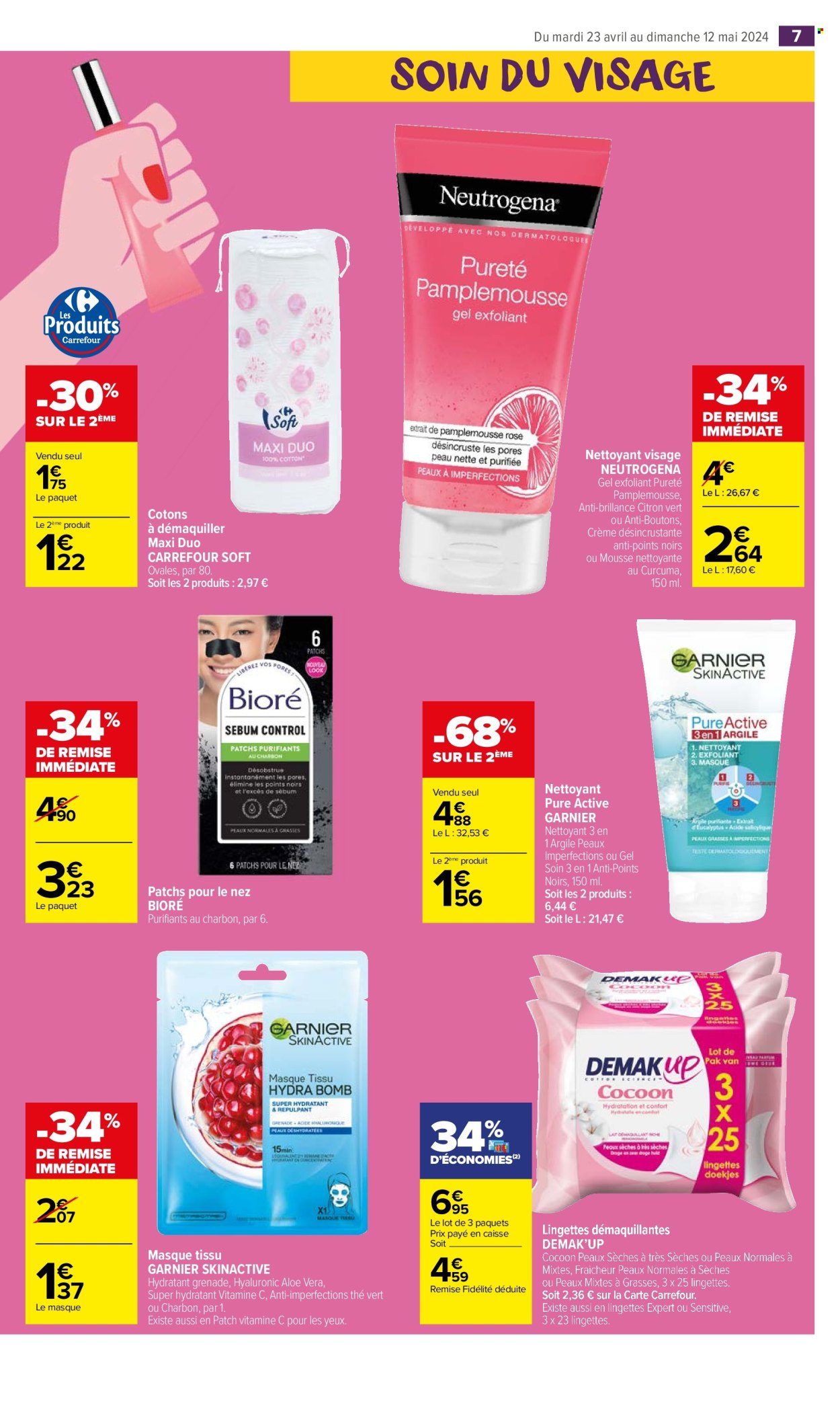thumbnail - Catalogue Carrefour Market - 23/04/2024 - 05/05/2024 - Produits soldés - Neutrogena, nettoyant visage, tampons démaquillants, cosmétique patch, Garnier, masque, masque tissu, lingettes. Page 9.