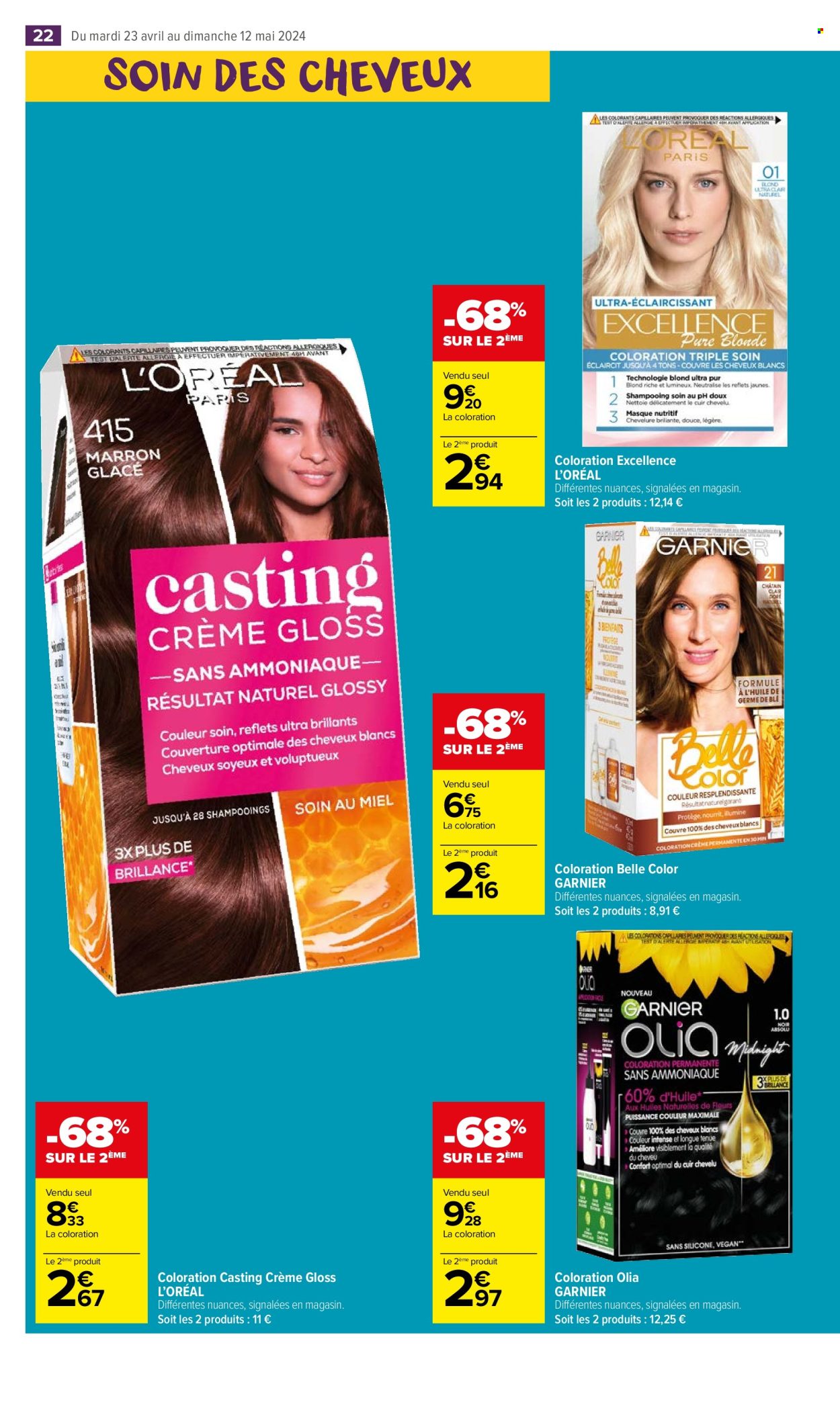 thumbnail - Catalogue Carrefour Market - 23/04/2024 - 05/05/2024 - Produits soldés - L'Oréal, couleur de cheveux, Garnier. Page 24.