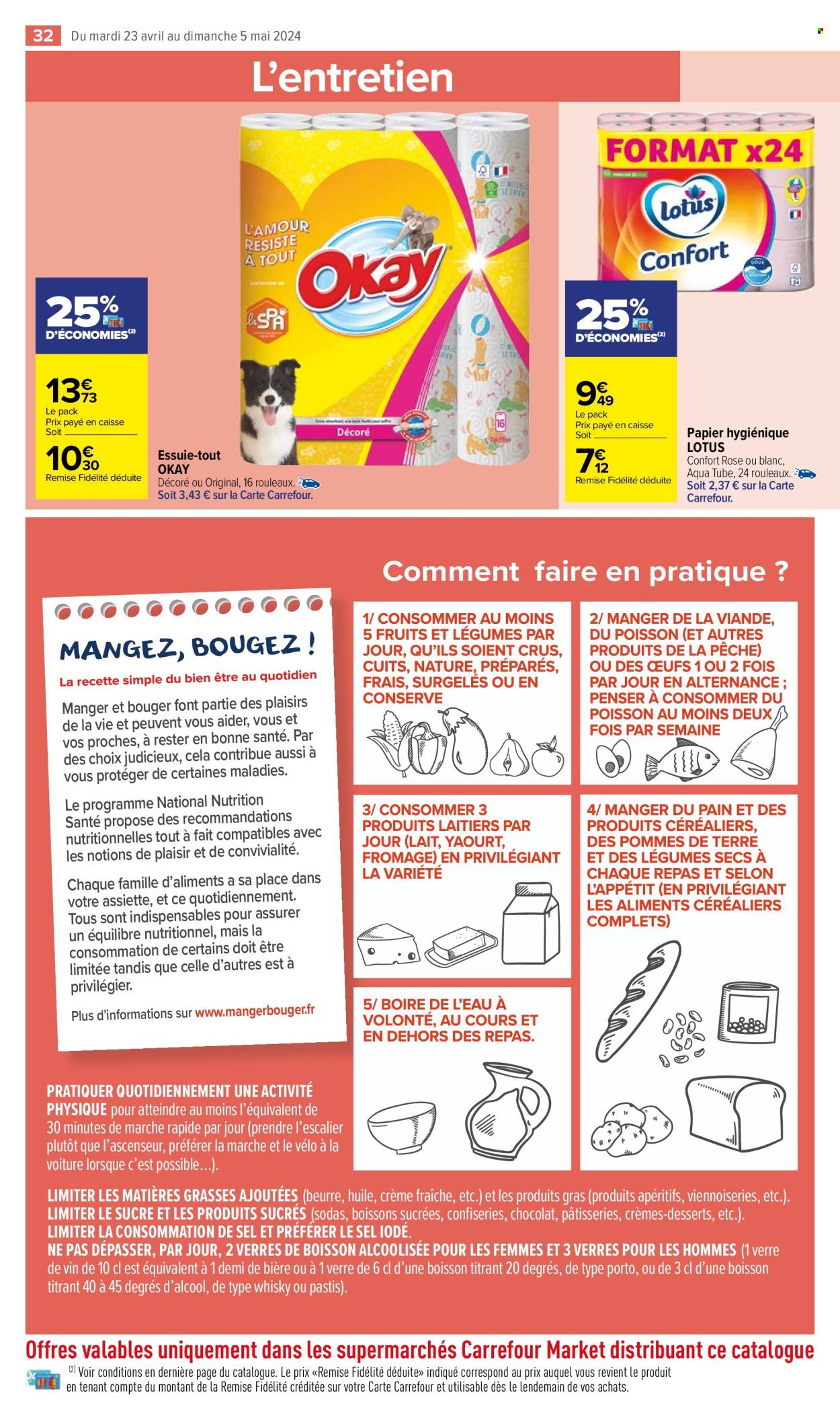 thumbnail - Catalogue Carrefour Market - 23/04/2024 - 05/05/2024 - Produits soldés - essuie-tout, Lotus, papier toilette. Page 34.