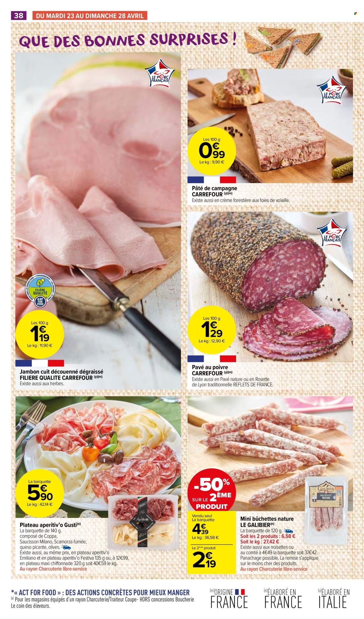 thumbnail - Catalogue Carrefour Market - 23/04/2024 - 05/05/2024 - Produits soldés - jambon, pâté de campagne, saucisse sèche. Page 40.