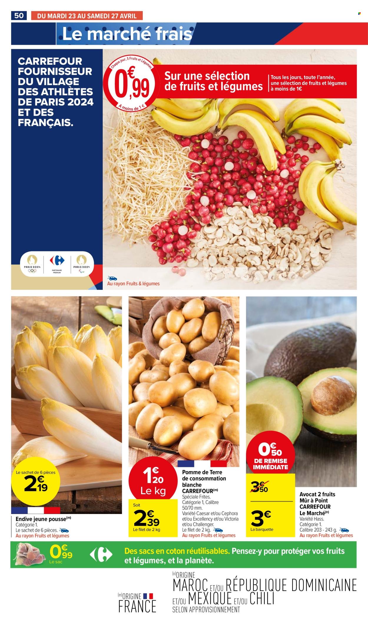 thumbnail - Catalogue Carrefour Market - 23/04/2024 - 05/05/2024 - Produits soldés - endives, jeune pousse, pommes de terre, avocat. Page 52.