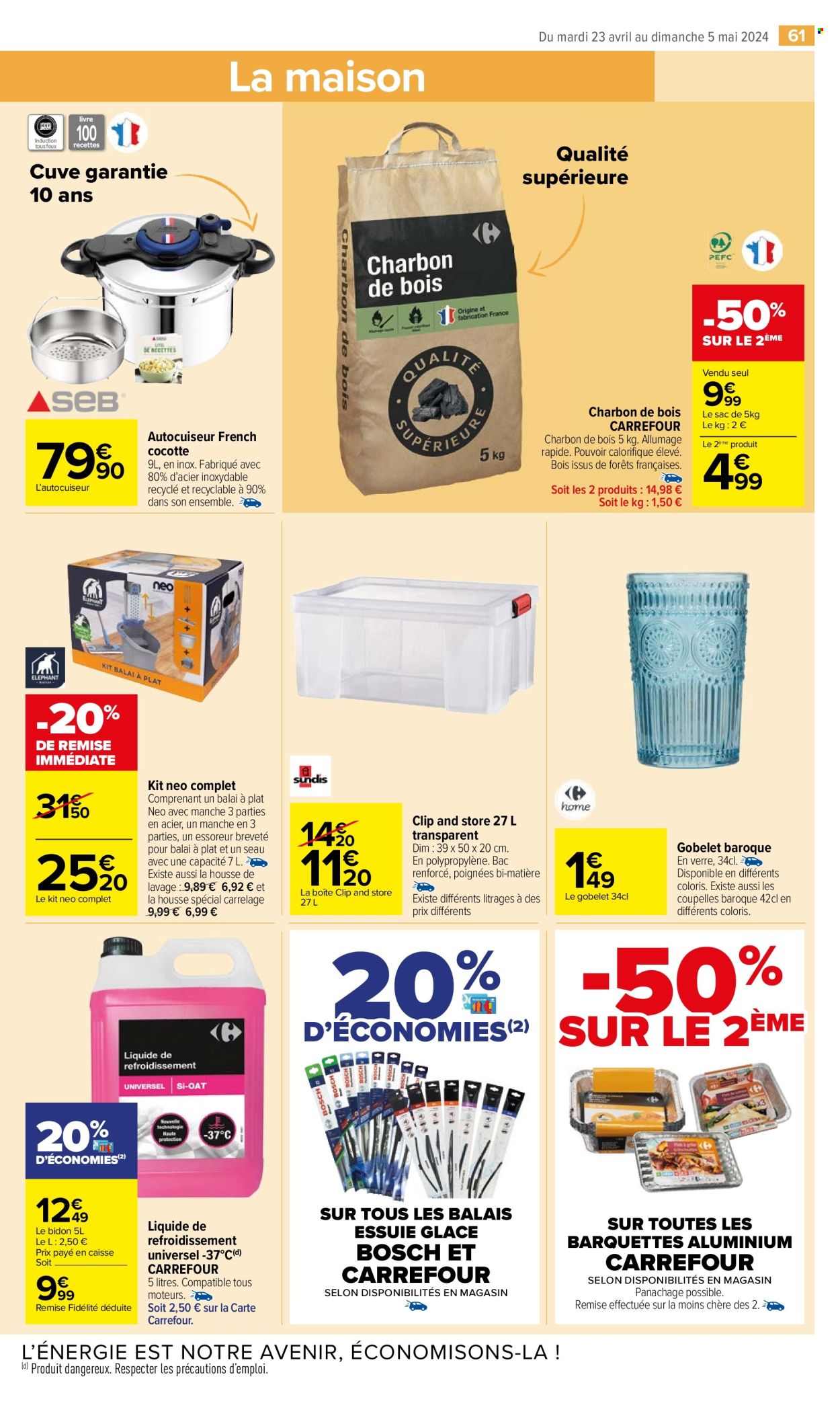 thumbnail - Catalogue Carrefour Market - 23/04/2024 - 05/05/2024 - Produits soldés - autocuiseur, cocotte, gobelet, glace, Bosch, biscuits. Page 63.