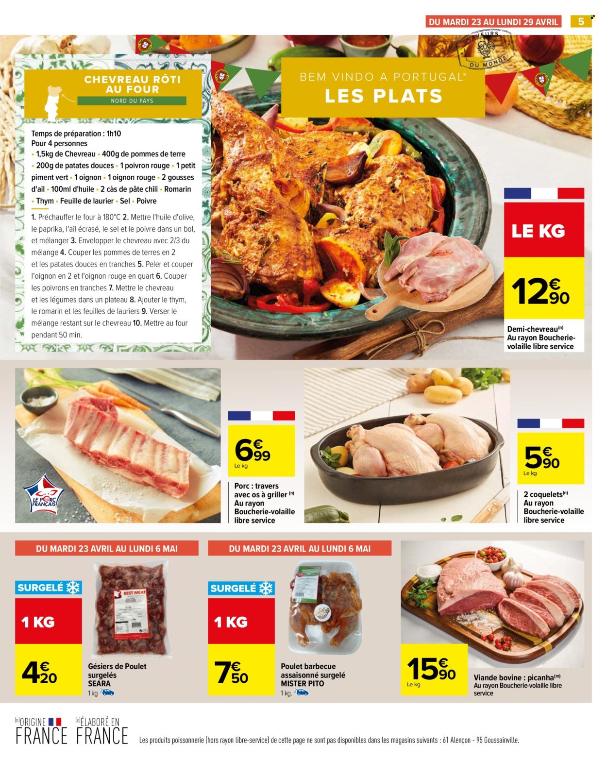 thumbnail - Catalogue Carrefour Hypermarchés - 23/04/2024 - 06/05/2024 - Produits soldés - viande de chevre, côtes de porc, viande de porc, gésiers, poulet, barbecue, viande, viande boeuf. Page 7.