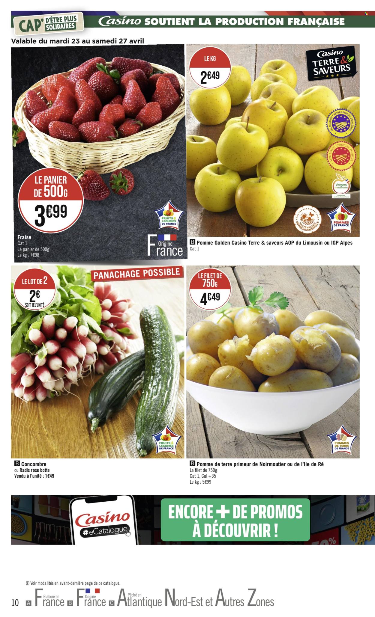 thumbnail - Catalogue Casino Supermarchés - 23/04/2024 - 05/05/2024 - Produits soldés - concombre, pommes de terre. Page 10.
