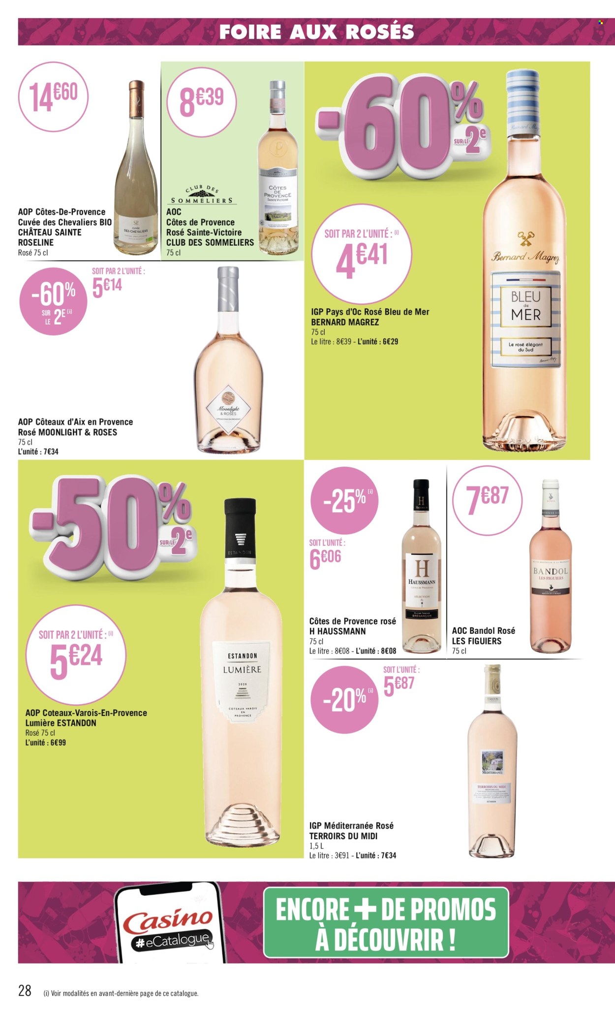 thumbnail - Catalogue Casino Supermarchés - 23/04/2024 - 05/05/2024 - Produits soldés - alcool, vin rosé, vin. Page 28.
