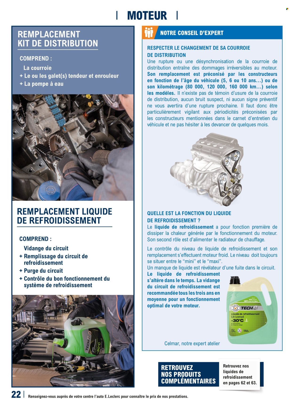 thumbnail - Catalogue E.Leclerc - 23/04/2024 - 30/03/2025 - Produits soldés - carnet, tendeur, radiateur, pompe à eau, liquide de refroidissement. Page 22.