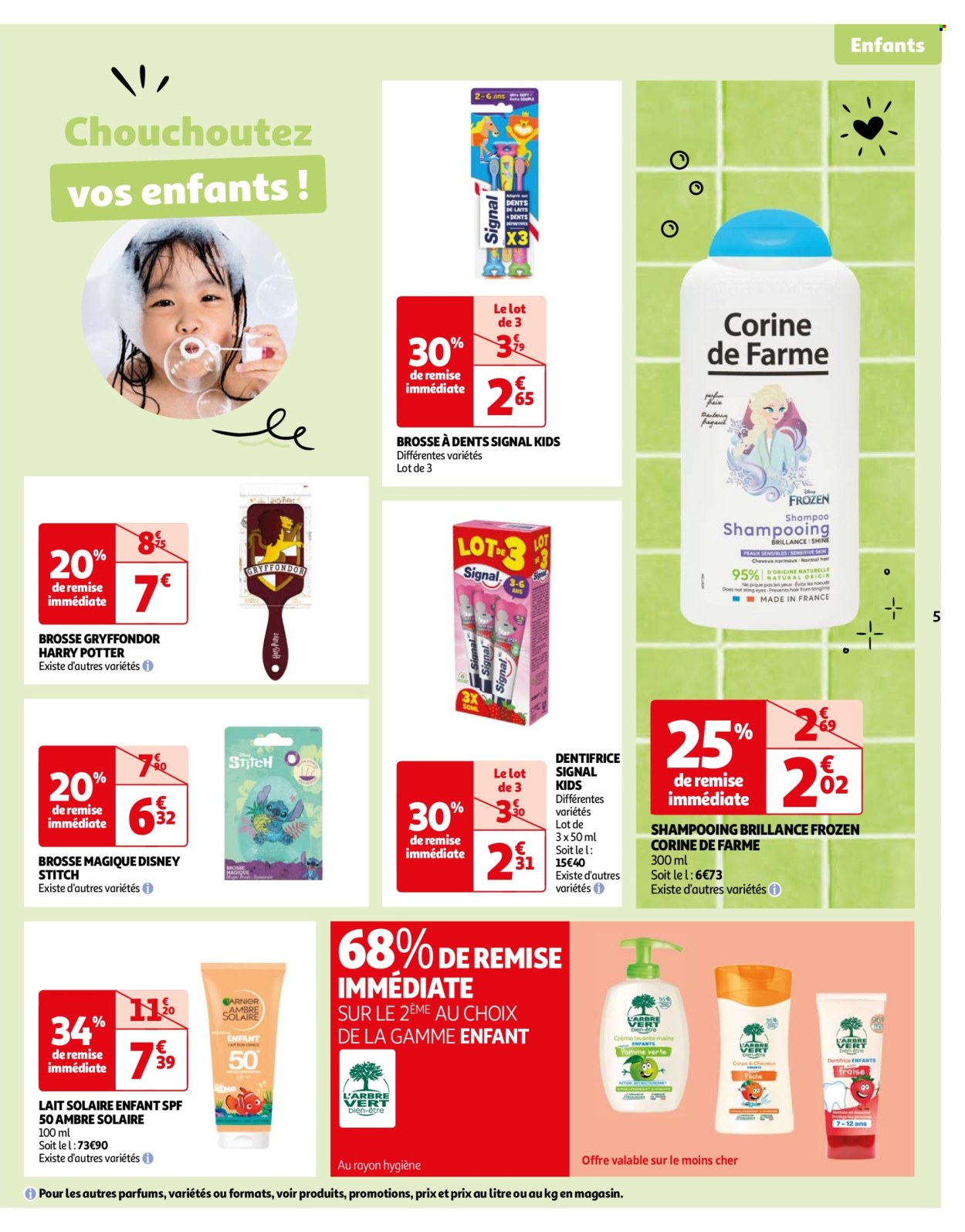 thumbnail - Catalogue Auchan - 23/04/2024 - 06/05/2024 - Produits soldés - shampooing, Signal, brosse à dents, Harry Potter, brosse, dentifrice, Disney, lait, L'Arbre Vert. Page 5.