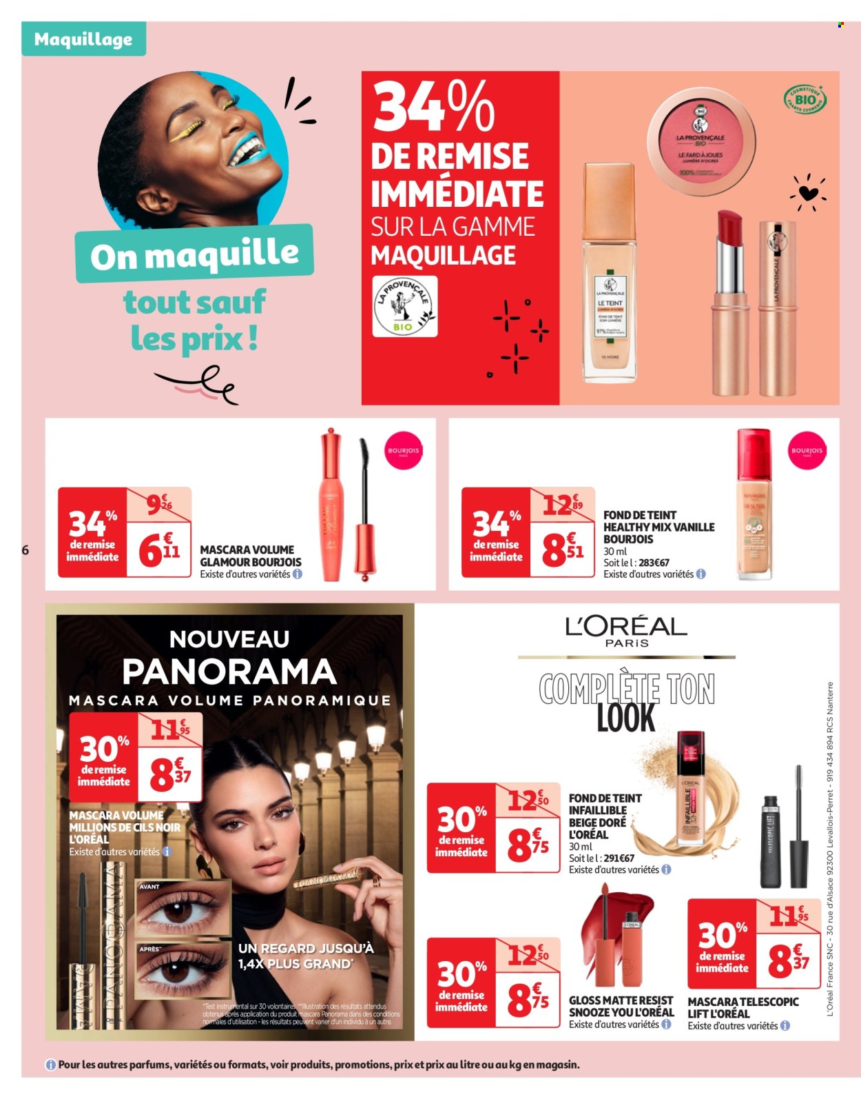 thumbnail - Catalogue Auchan - 23/04/2024 - 06/05/2024 - Produits soldés - fond de teint, Bourjois, mascara, L'Oréal. Page 6.