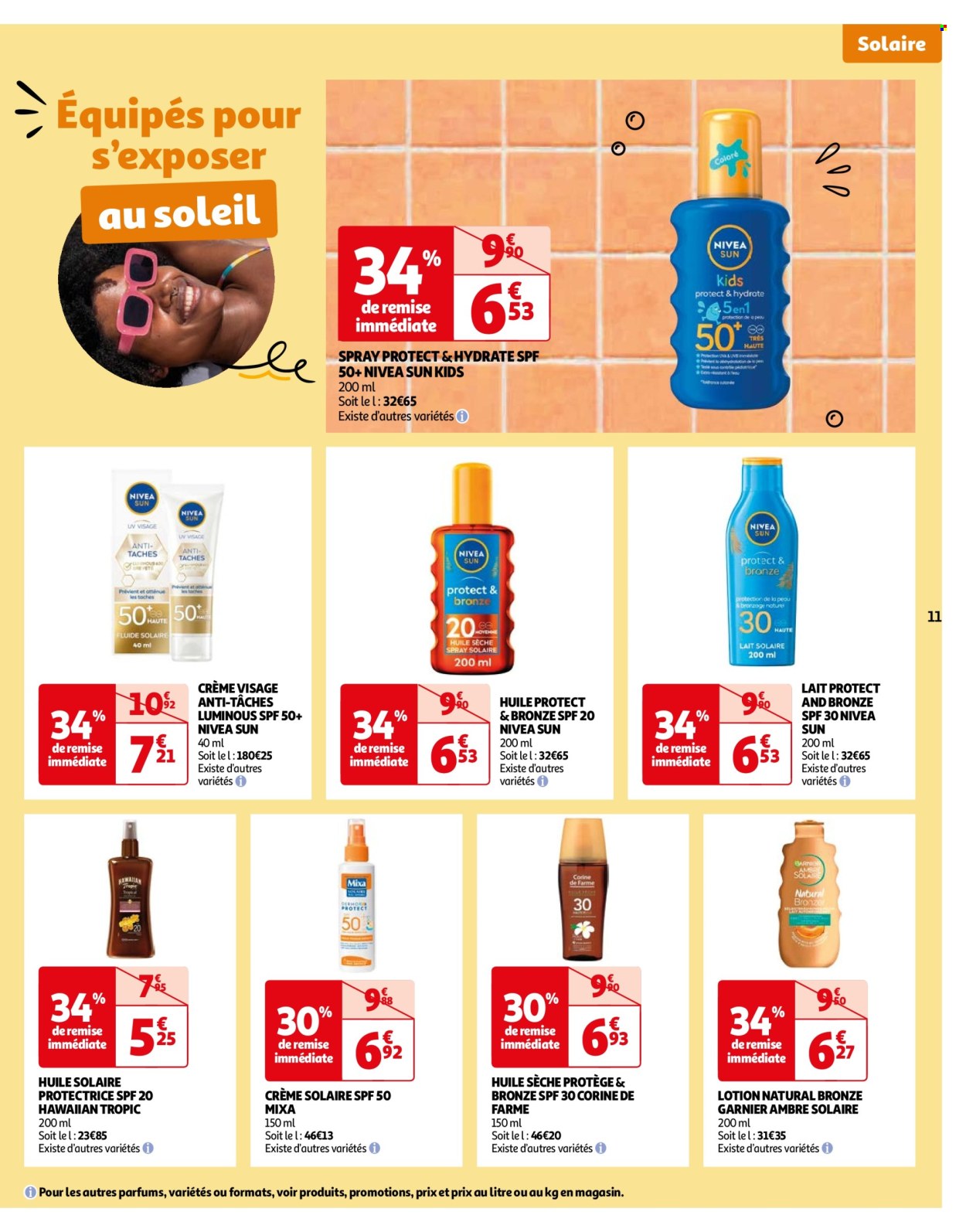 thumbnail - Catalogue Auchan - 23/04/2024 - 06/05/2024 - Produits soldés - Nivea, lait, huile, crème visage, Mixa, Garnier. Page 11.