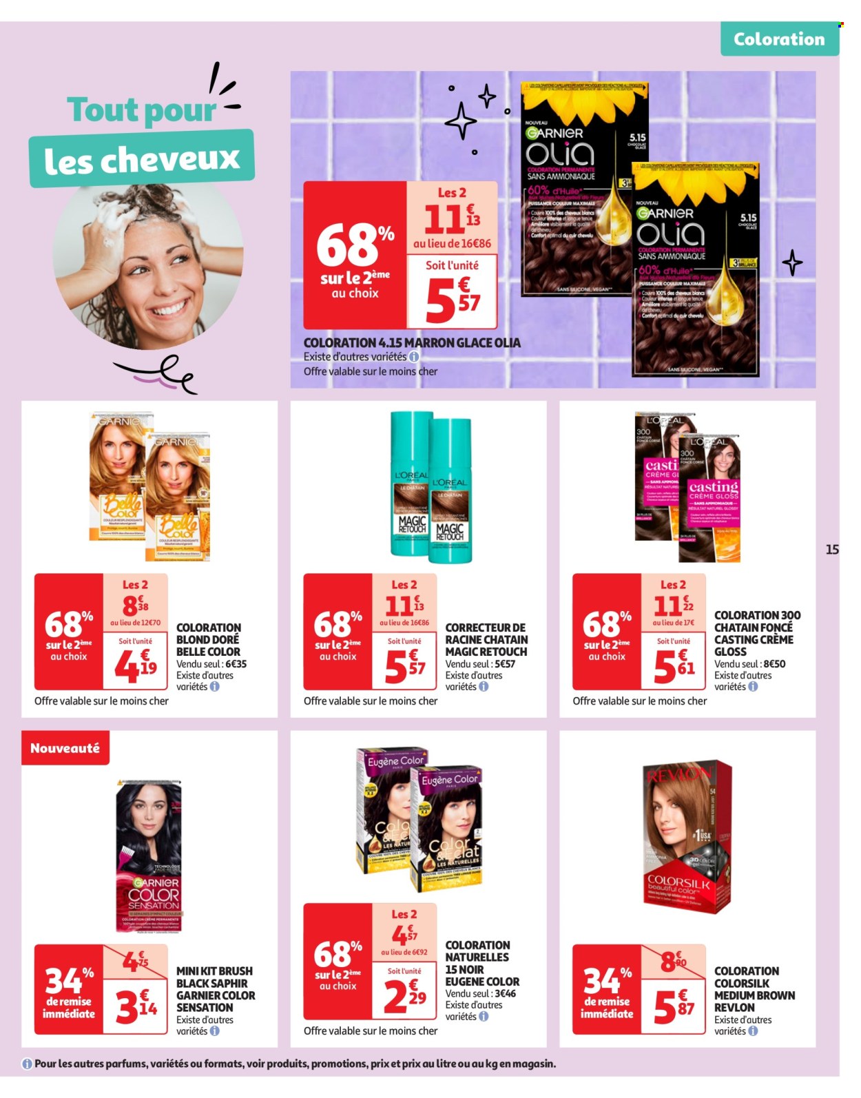 thumbnail - Catalogue Auchan - 23/04/2024 - 06/05/2024 - Produits soldés - couleur de cheveux, correcteur, Garnier, mini kit. Page 15.