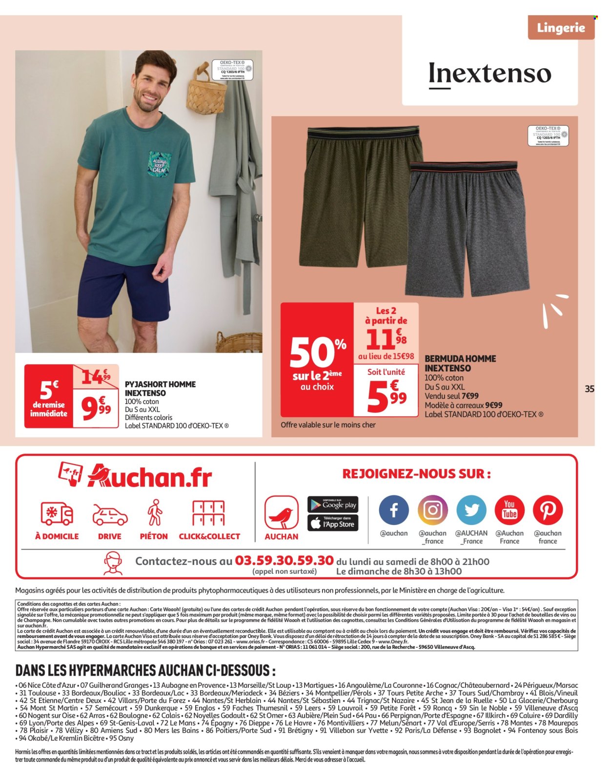 thumbnail - Catalogue Auchan - 23/04/2024 - 06/05/2024 - Produits soldés - pyjama, Bordeaux, vin, lingerie. Page 35.