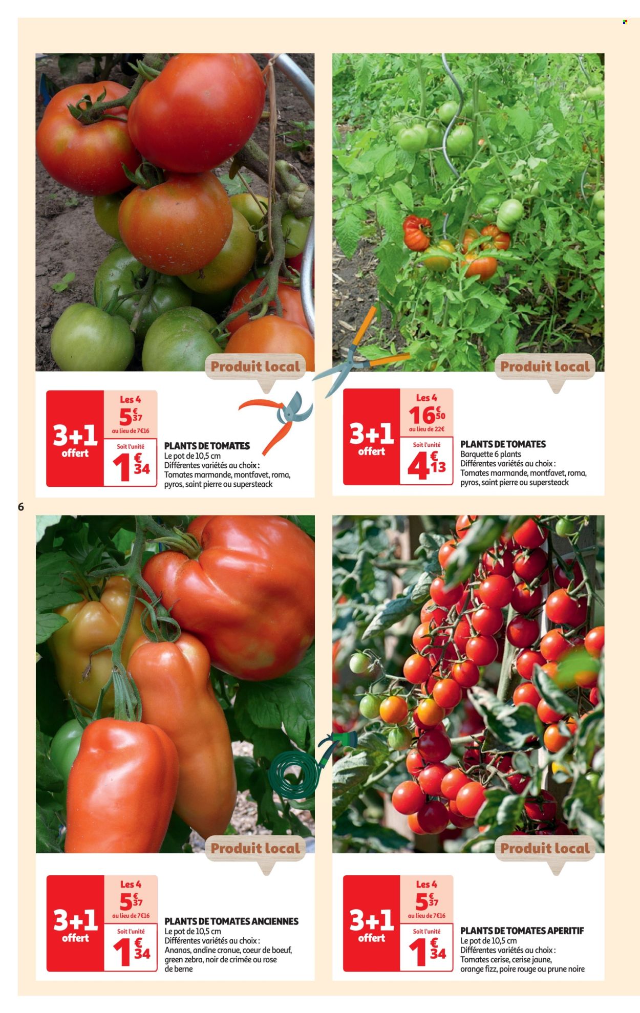 thumbnail - Catalogue Auchan - 23/04/2024 - 06/05/2024 - Produits soldés - ananas, prune, poire, apéritif, fleur. Page 6.