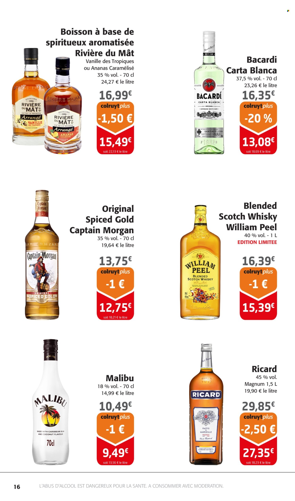 thumbnail - Catalogue Colruyt - 24/04/2024 - 05/05/2024 - Produits soldés - Captain Morgan, whisky, pastis, liqueur, apéritif. Page 16.