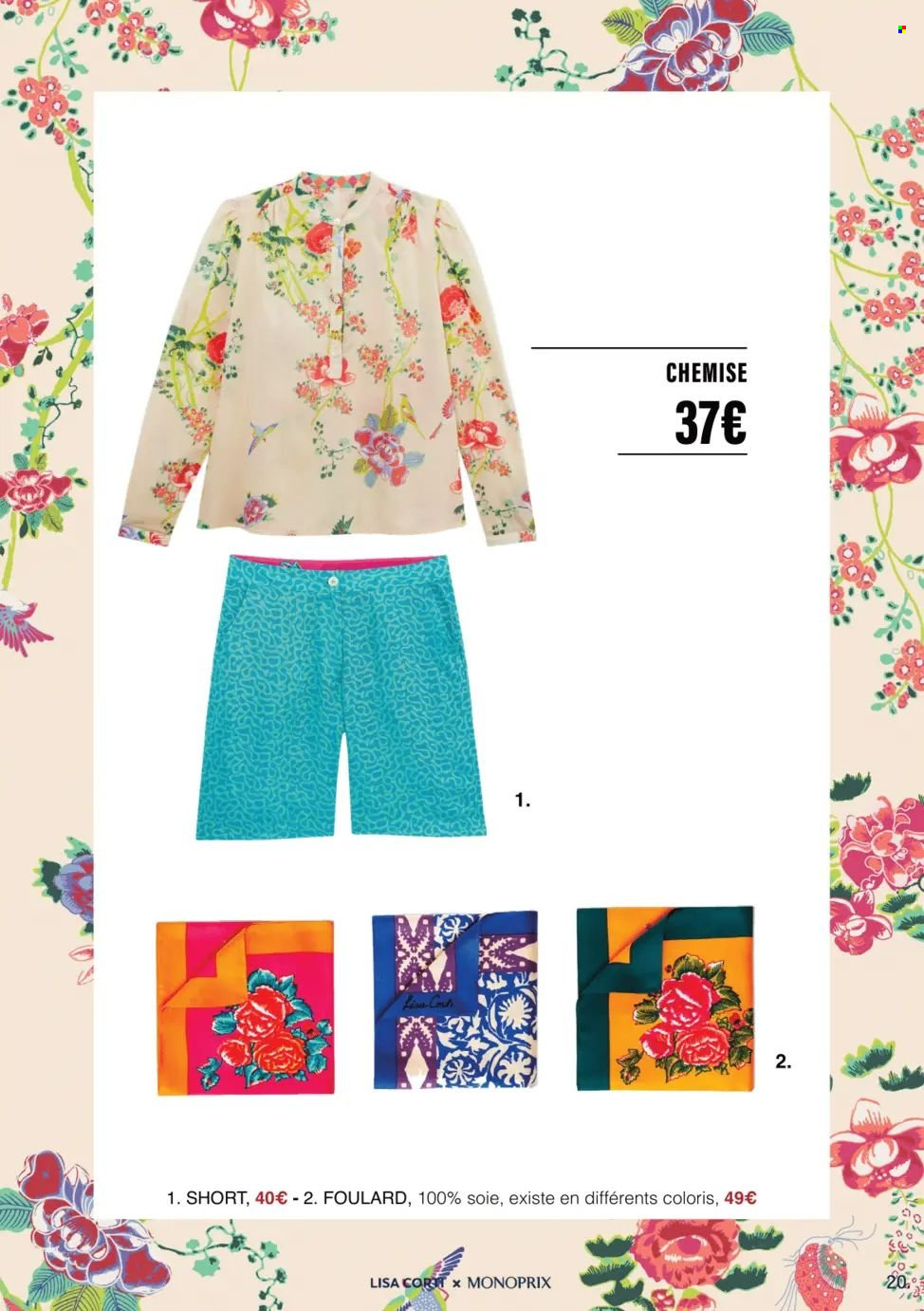 thumbnail - Catalogue Monoprix - 24/04/2024 - 08/05/2024 - Produits soldés - shorts, chemise, foulard. Page 20.