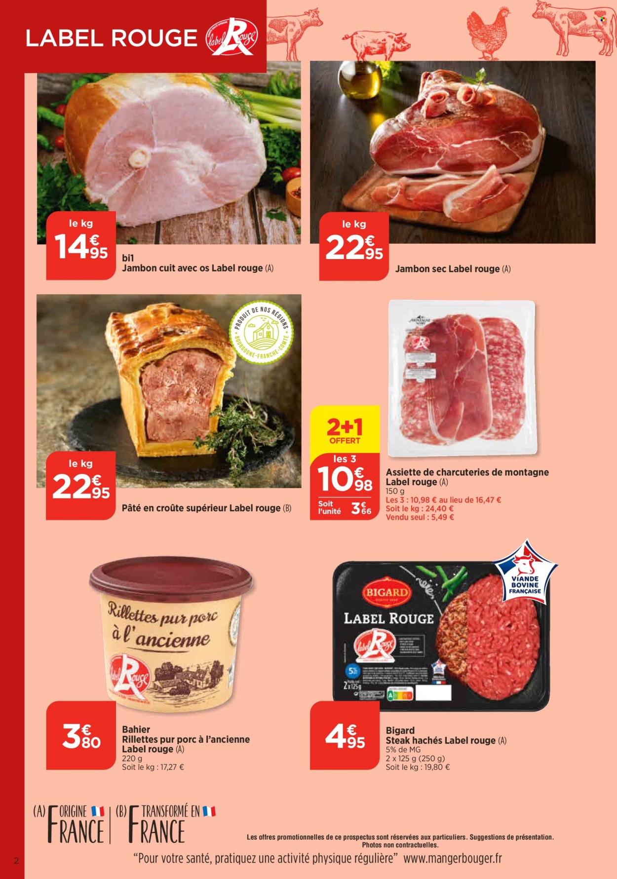 thumbnail - Catalogue Bi1 - 02/05/2024 - 06/05/2024 - Produits soldés - steak haché, viande hachée, rillettes, pâté en croûte, jambon, jambon sec, charcuterie. Page 2.