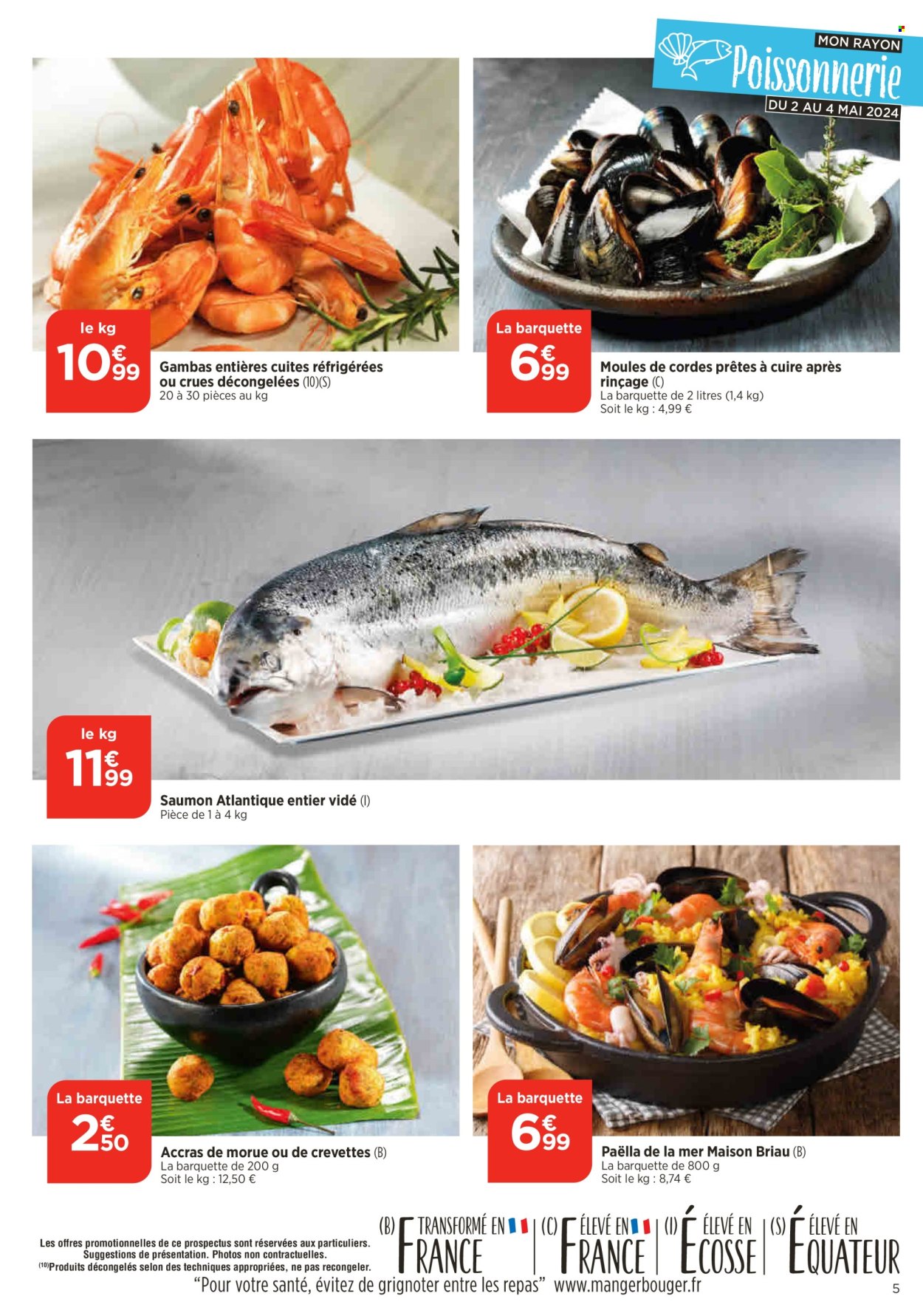 thumbnail - Catalogue Bi1 - 02/05/2024 - 06/05/2024 - Produits soldés - saumon, crevettes, moules, plat cuisiné, accras de morue. Page 5.