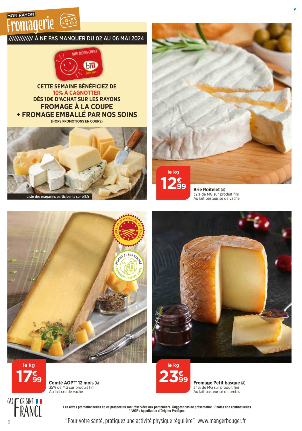 thumbnail - Catalogue Bi1 - 02/05/2024 - 06/05/2024 - Produits soldés - Brie, Comté, fromage. Page 6.