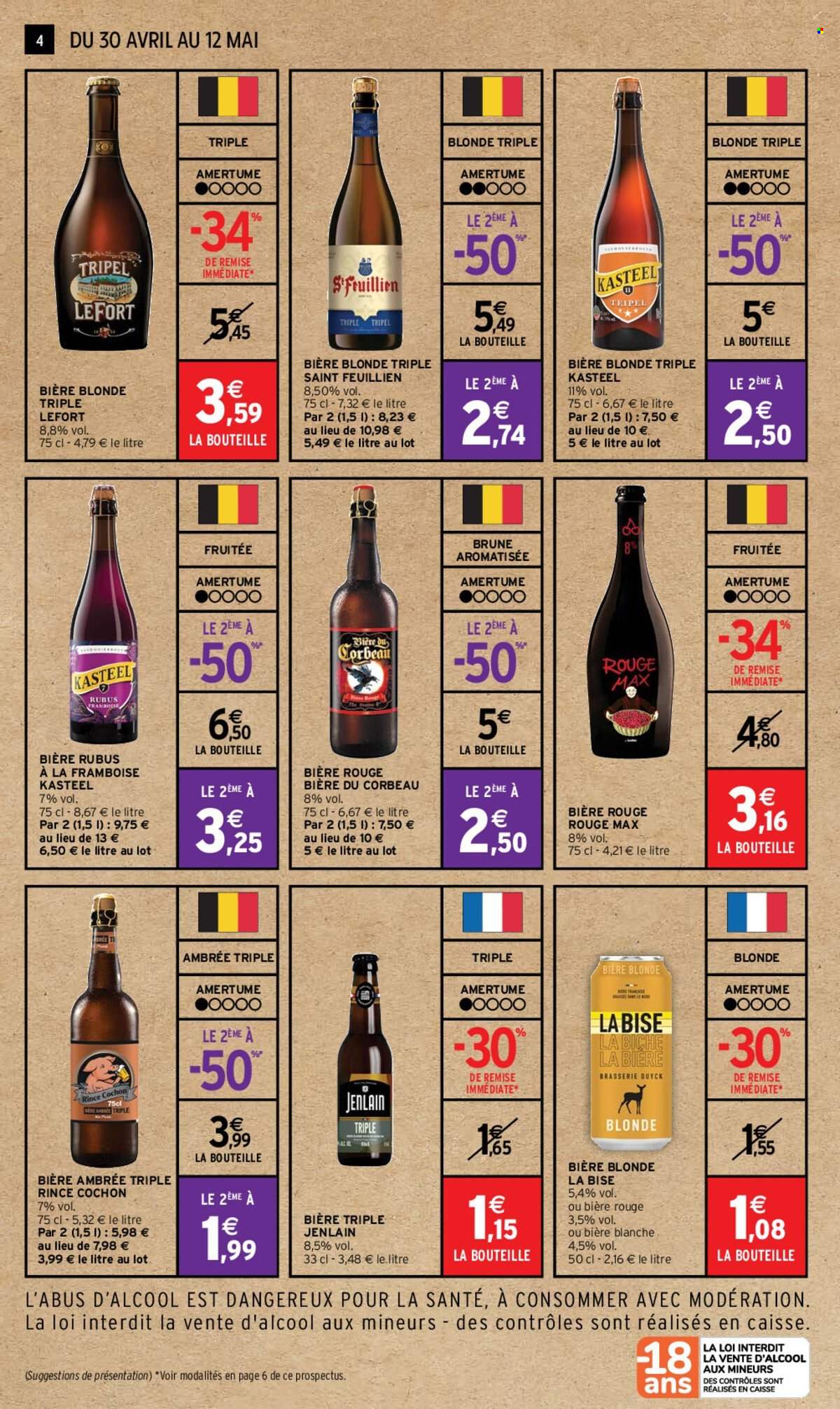 thumbnail - Catalogue Intermarché - 30/04/2024 - 12/05/2024 - Produits soldés - bière, bière blonde, alcool, cochon. Page 4.