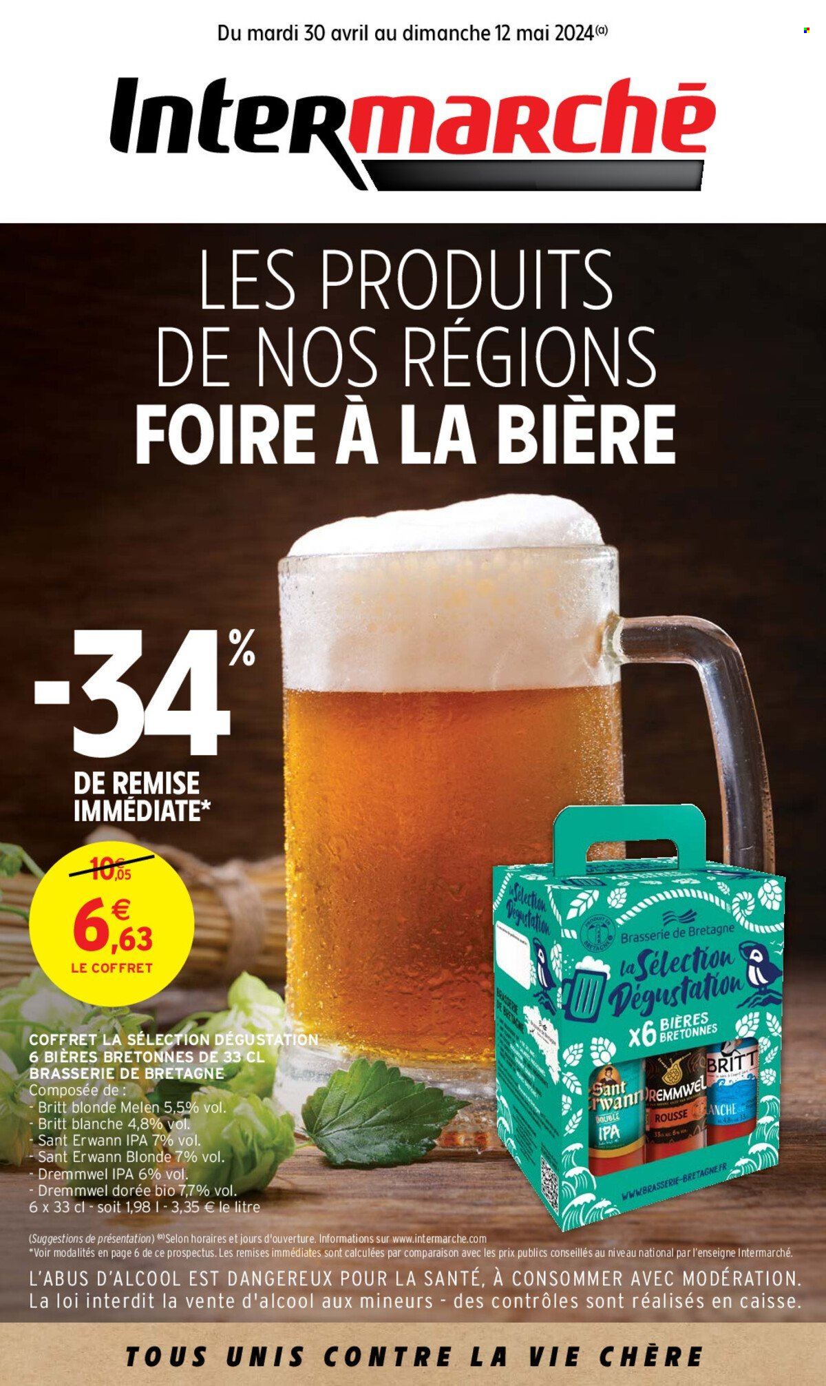 thumbnail - Catalogue Intermarché - 30/04/2024 - 12/05/2024 - Produits soldés - bière, alcool, coffret. Page 1.