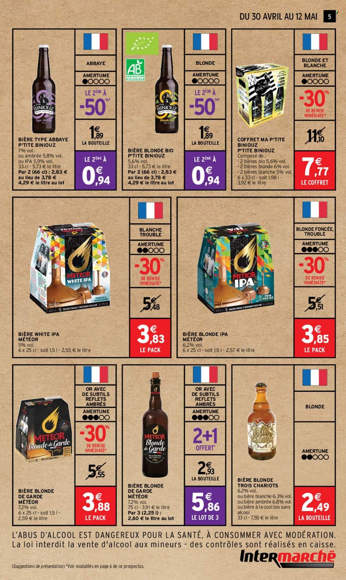 thumbnail - Catalogue Intermarché - 30/04/2024 - 12/05/2024 - Produits soldés - bière, bière blonde, alcool, coffret. Page 5.