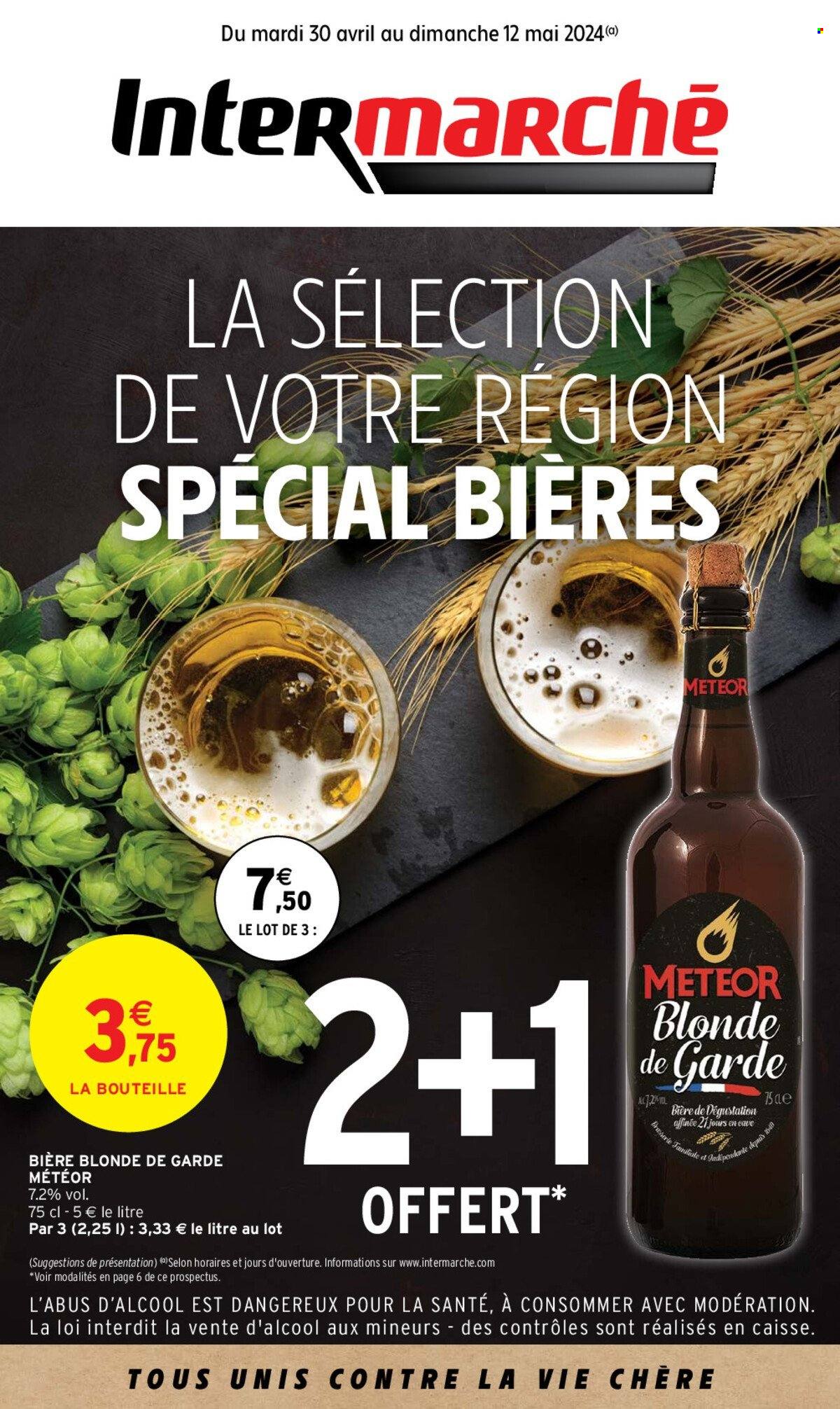 thumbnail - Catalogue Intermarché - 30/04/2024 - 12/05/2024 - Produits soldés - bière, bière blonde, alcool. Page 1.
