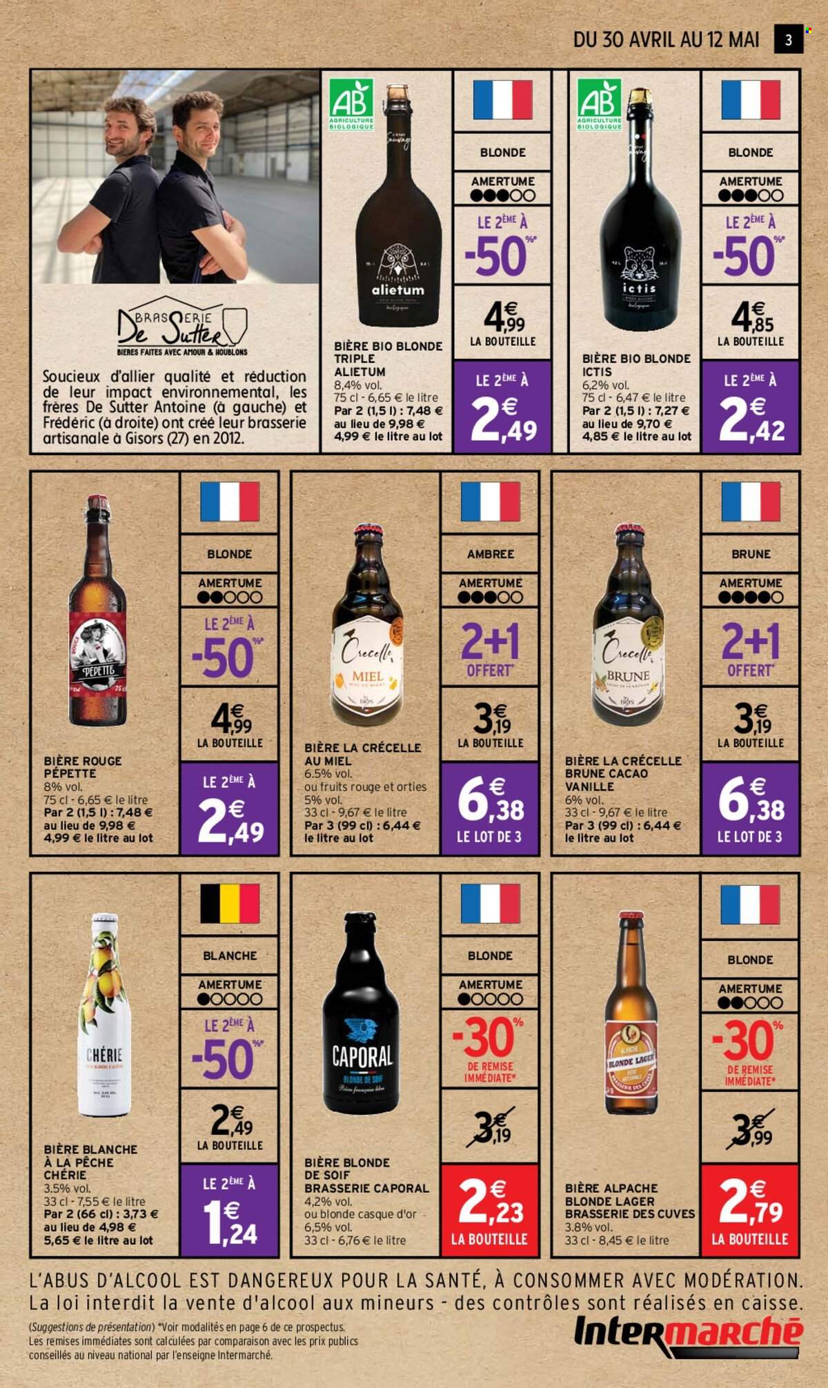 thumbnail - Catalogue Intermarché - 30/04/2024 - 12/05/2024 - Produits soldés - bière, alcool, pêche, bière blonde. Page 3.