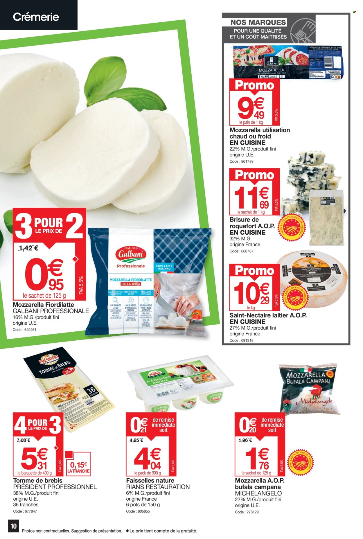 thumbnail - Catalogue Promocash - 25/04/2024 - 04/05/2024 - Produits soldés - fromage, mozzarella, Président, Tomme, faisselle. Page 10.