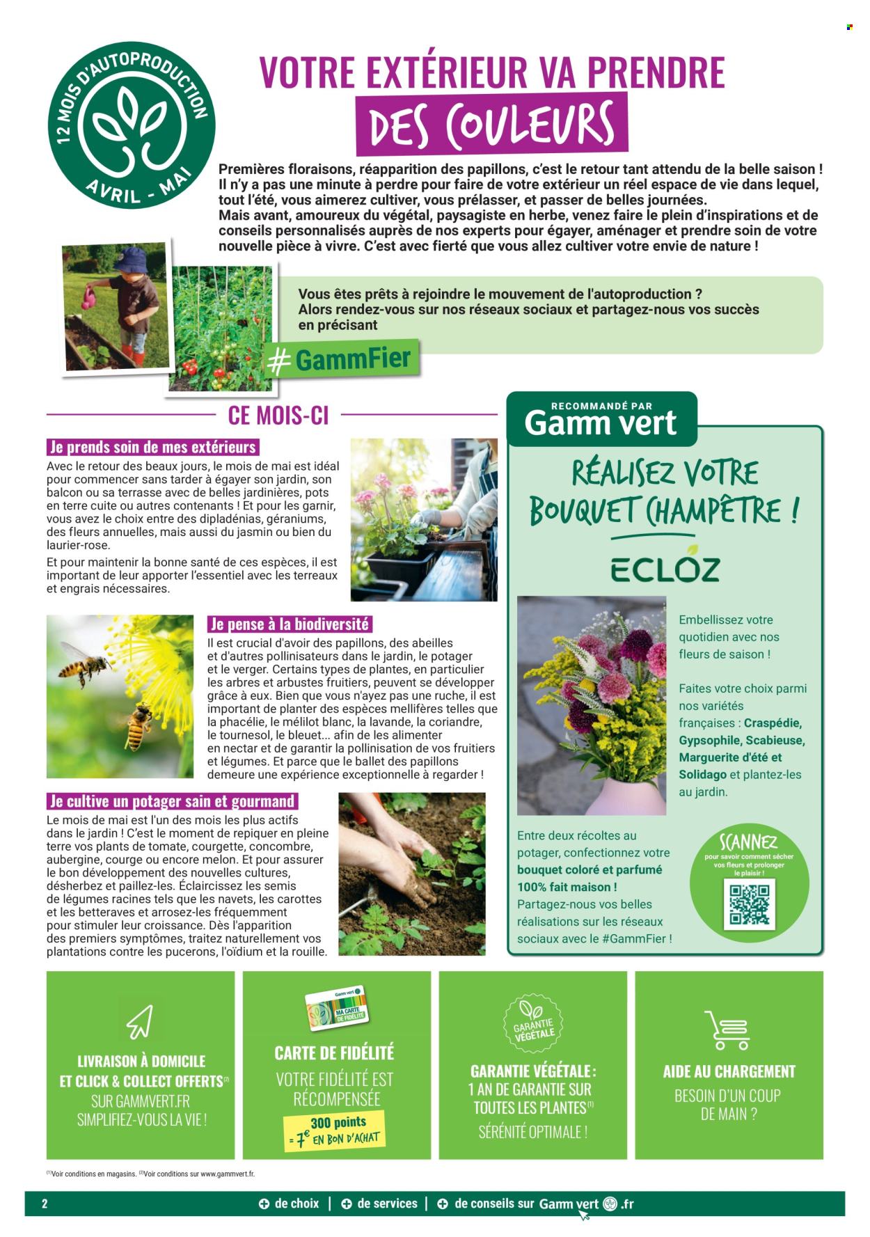 thumbnail - Catalogue Gamm vert - 24/04/2024 - 12/05/2024 - Produits soldés - terreau, engrais, laurier rose, lavande, bouquet. Page 2.
