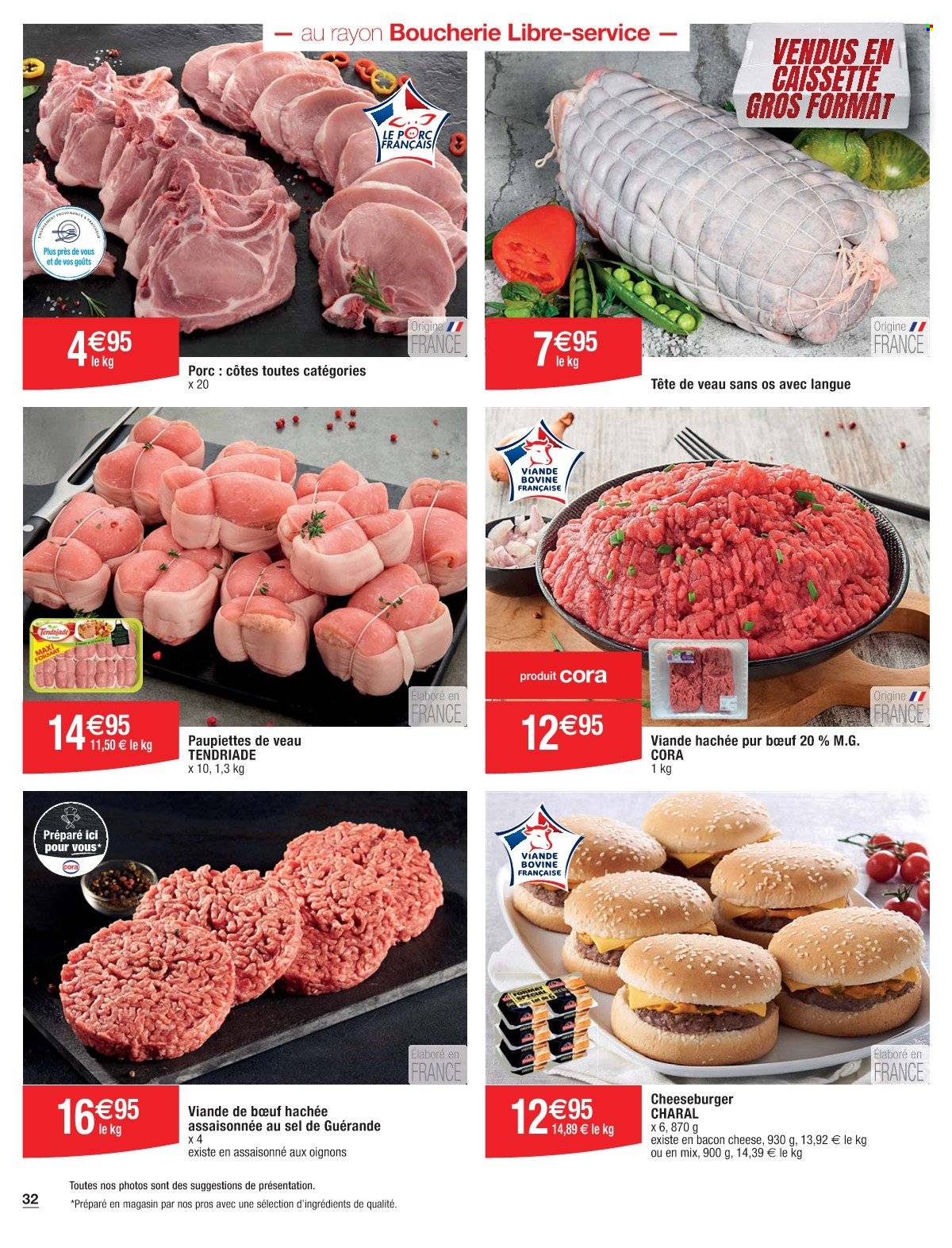thumbnail - Catalogue Cora - 26/04/2024 - 11/05/2024 - Produits soldés - paupiette, viande, viande de veau, viande boeuf, viande hachée, bacon. Page 32.