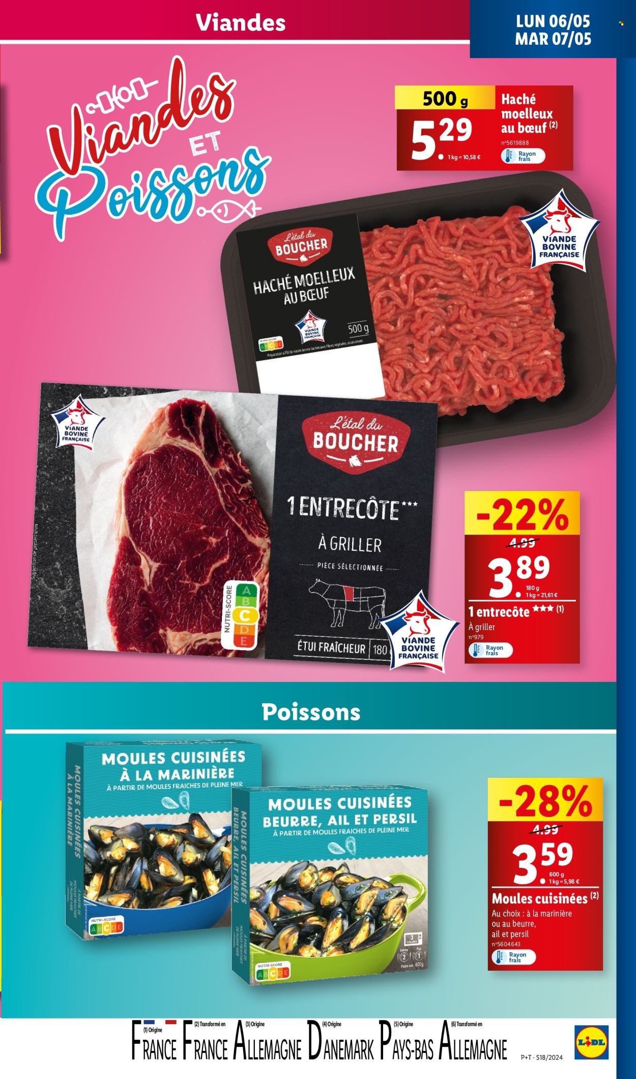 thumbnail - Catalogue Lidl - 30/04/2024 - 07/05/2024 - Produits soldés - viande, entrecôte, viande boeuf, moules. Page 31.