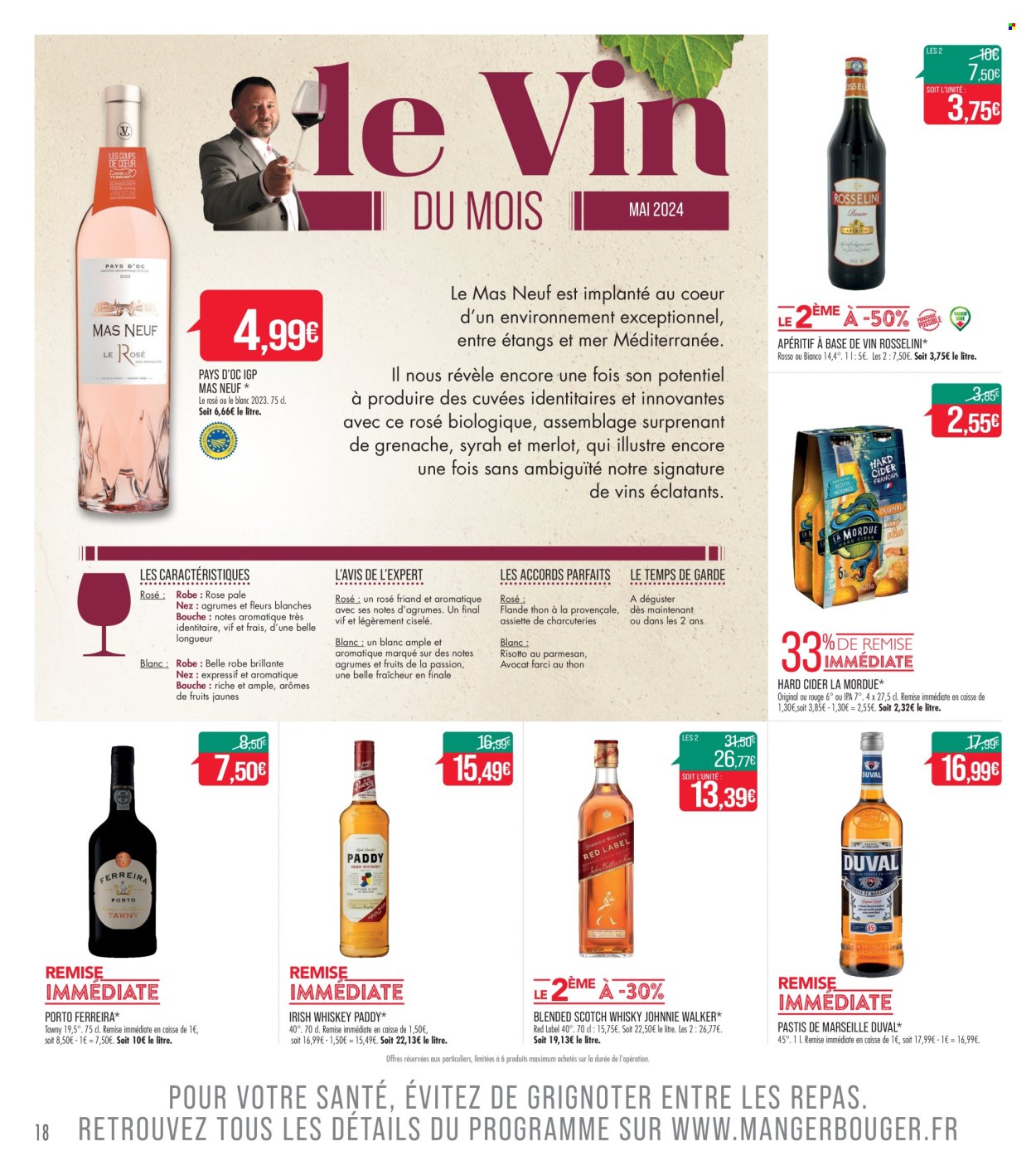 thumbnail - Catalogue Supermarché Match - 23/04/2024 - 05/05/2024 - Produits soldés - alcool, charcuterie, cidre, whisky, pastis, apéritif. Page 18.