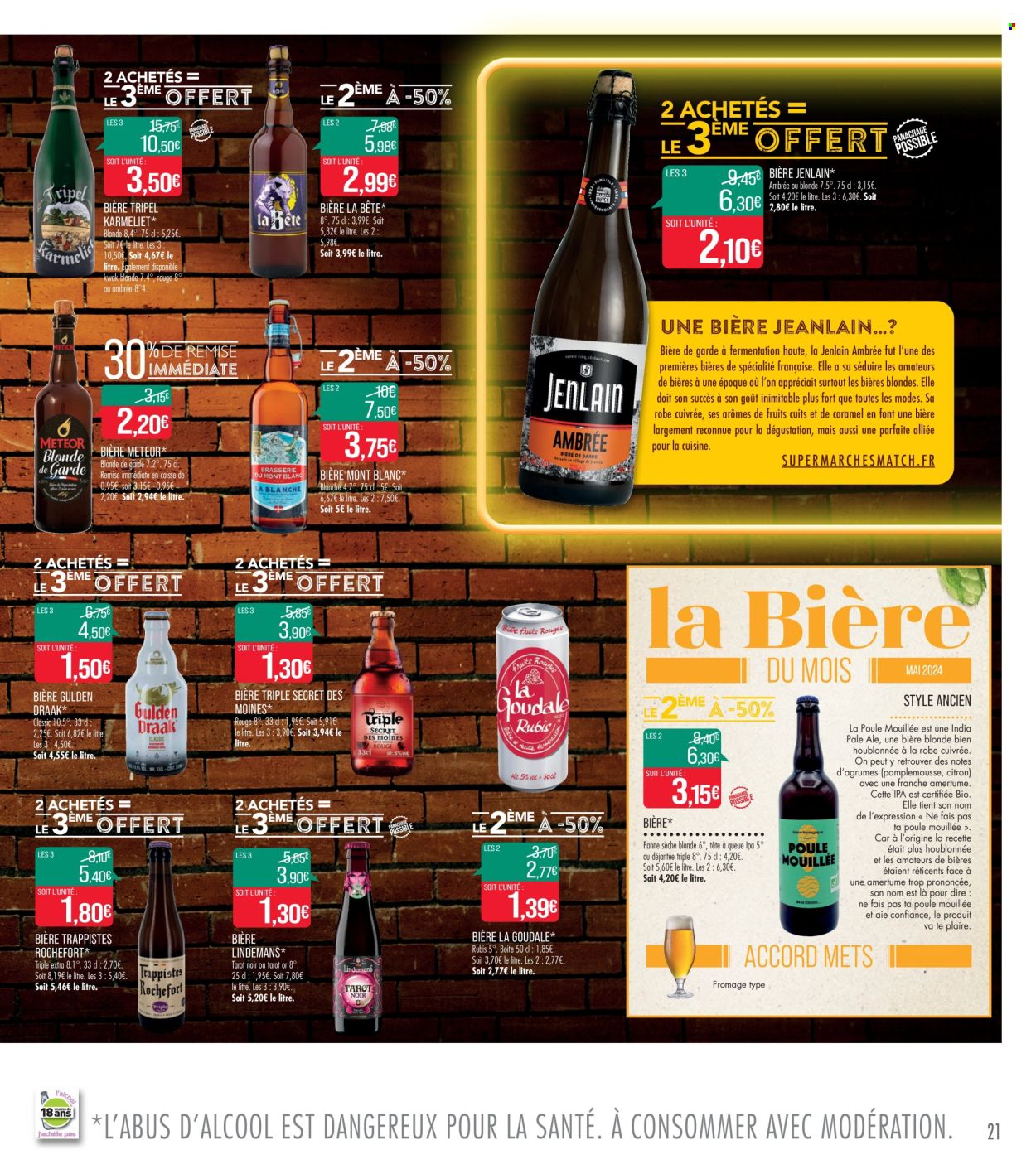 thumbnail - Catalogue Supermarché Match - 23/04/2024 - 05/05/2024 - Produits soldés - bière blonde, Kwak, Goudale, maïs, fromage, Mont Blanc. Page 21.