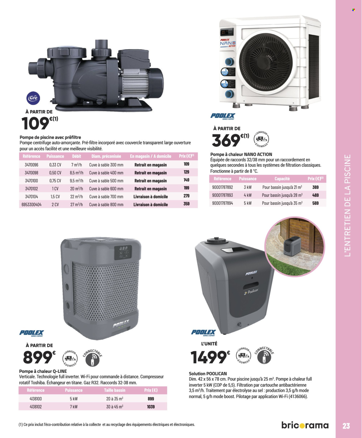 thumbnail - Catalogue Bricorama - 10/04/2024 - 26/05/2024 - Produits soldés - Toshiba, couvercle, compresseur. Page 23.