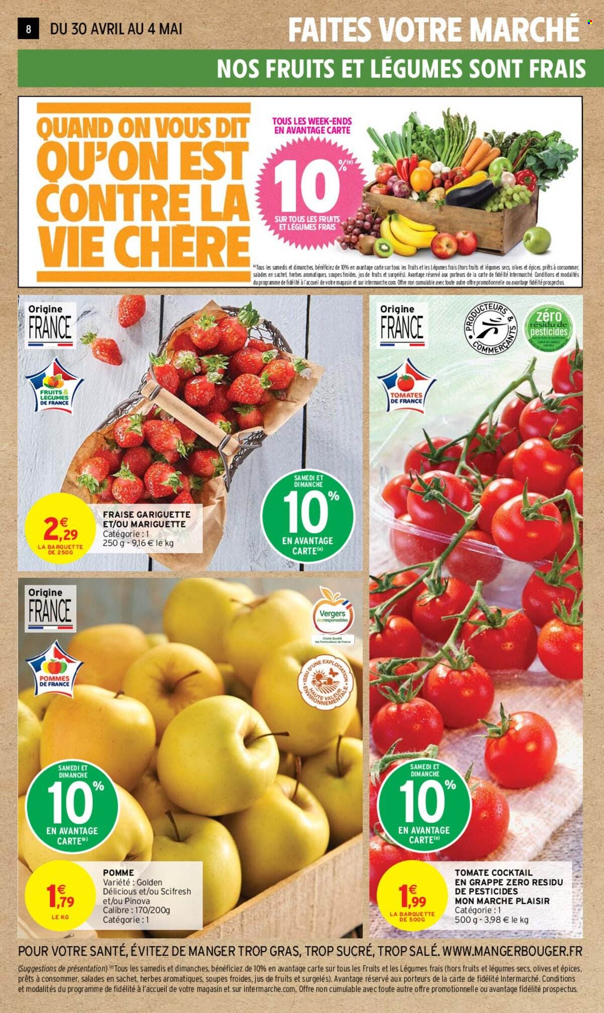 thumbnail - Catalogue Intermarché - 30/04/2024 - 12/05/2024 - Produits soldés - tomates cerises, pommes, fraises. Page 8.