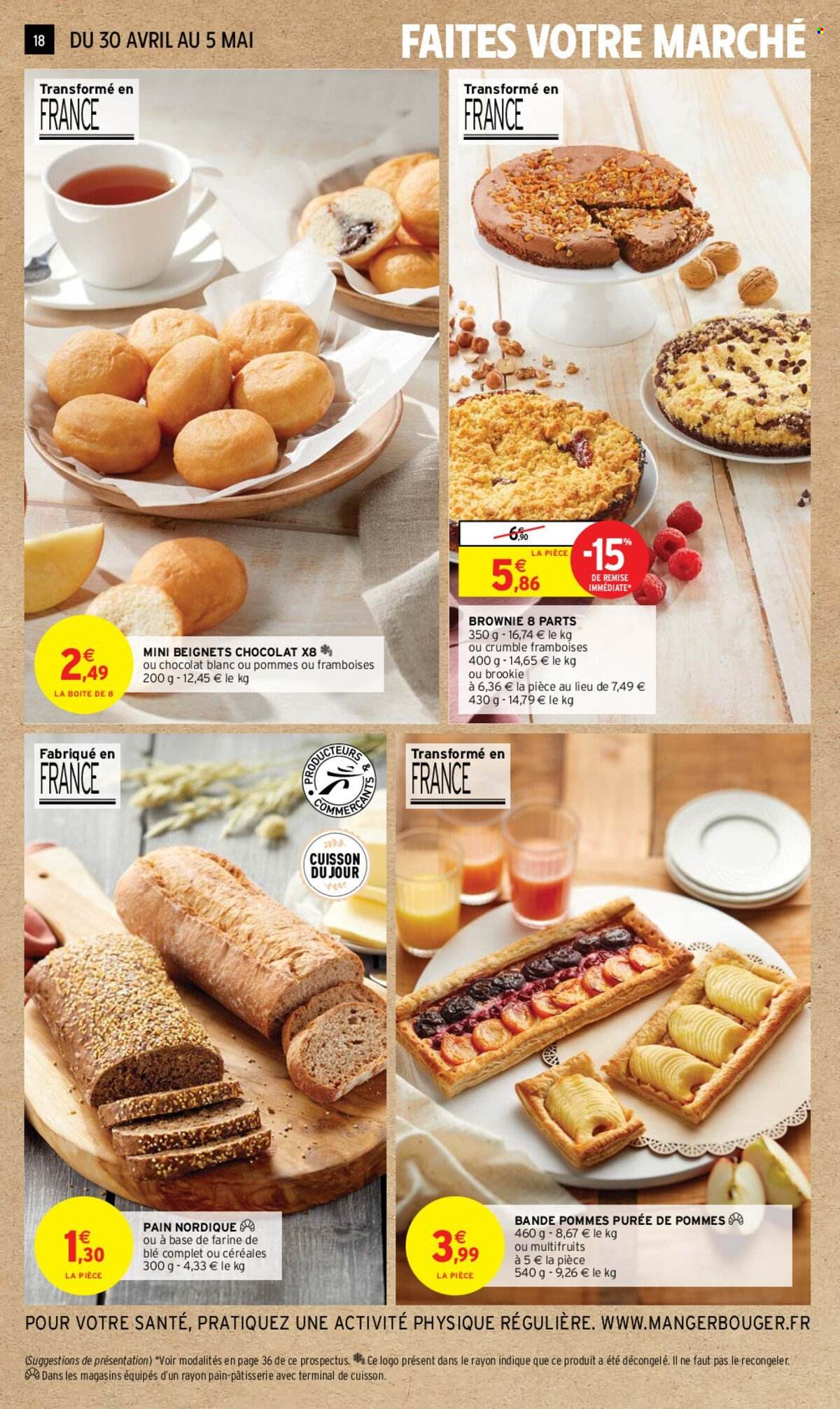 thumbnail - Catalogue Intermarché - 30/04/2024 - 12/05/2024 - Produits soldés - dessert, pain, brownie, beignets, pâtisseries sucrées. Page 18.