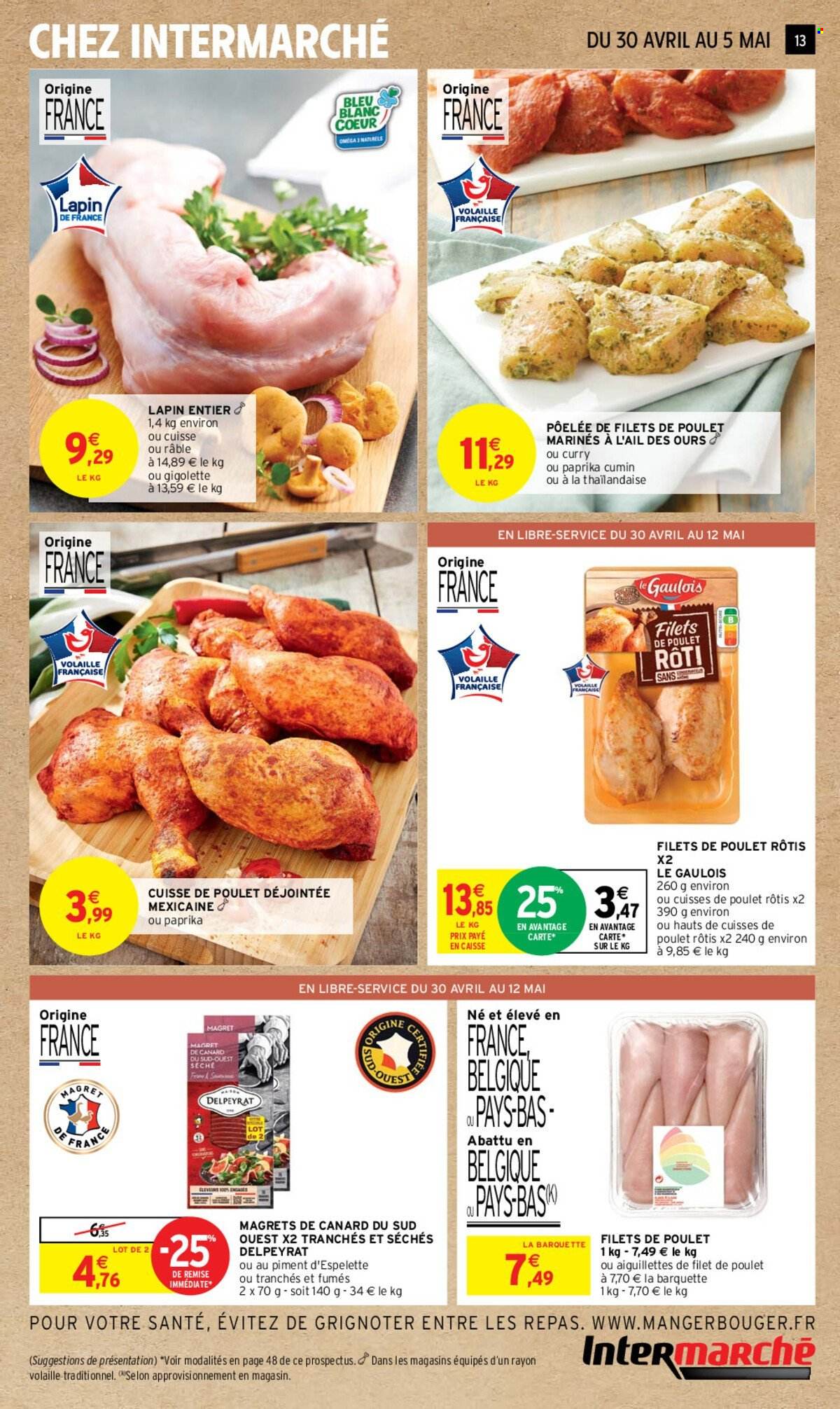 thumbnail - Catalogue Intermarché Hyper - 30/04/2024 - 12/05/2024 - Produits soldés - viande de canard, filet de poulet, viande de poulet. Page 13.