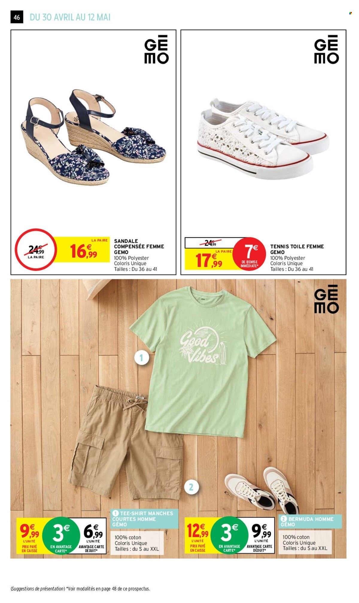 thumbnail - Catalogue Intermarché Hyper - 30/04/2024 - 12/05/2024 - Produits soldés - t-shirt, tennis toile, sandales. Page 46.