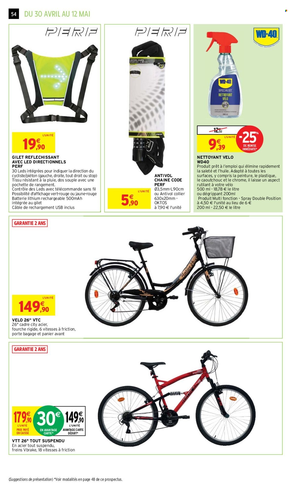 thumbnail - Catalogue Intermarché Hyper - 30/04/2024 - 12/05/2024 - Produits soldés - gilet, vélo. Page 54.